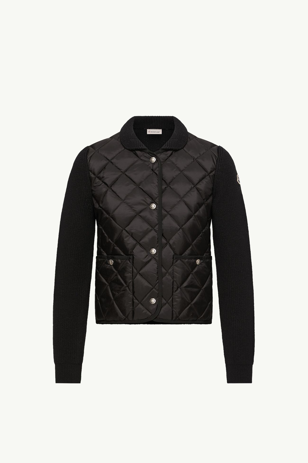 Cardigan en laine à matelassage en losanges Femmes Noir Moncler 2