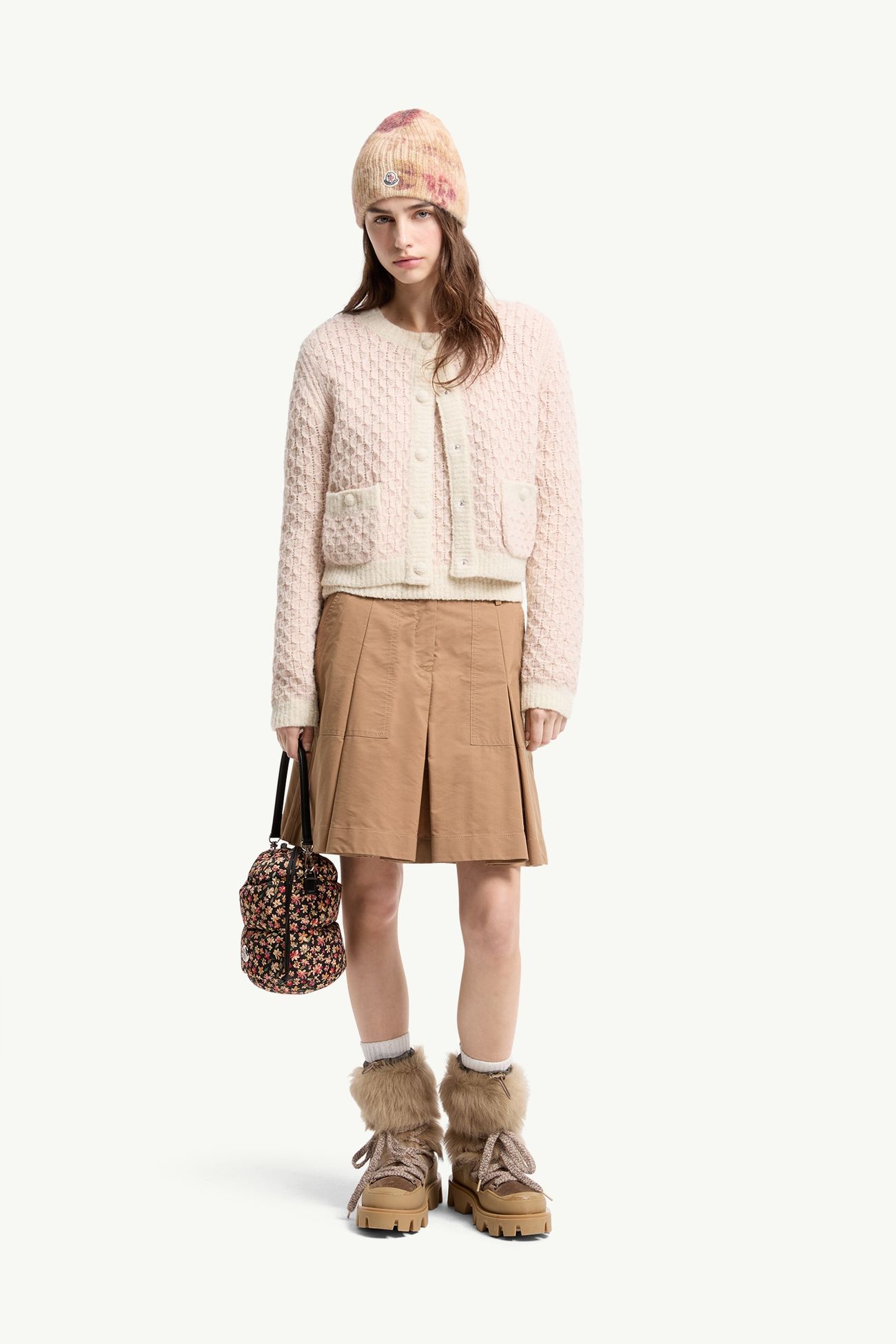 Wool Blend Cardigan Women Light Pink Moncler 0