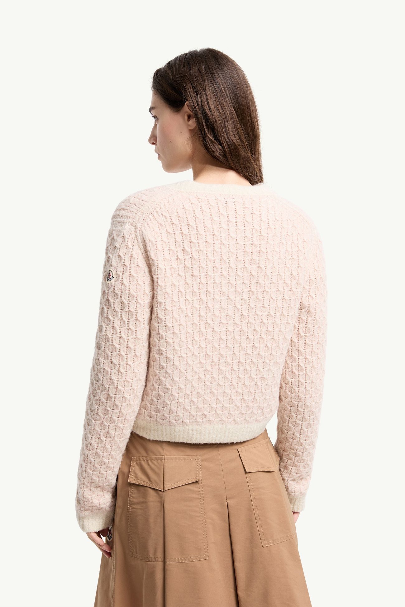 Wool Blend Cardigan Women Light Pink Moncler 4