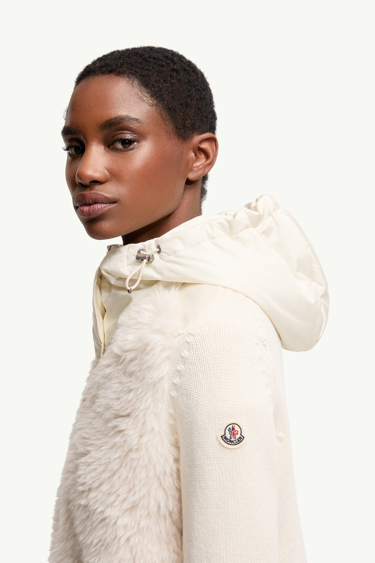 Wool & Cashmere Blend Padded Zip-Up Cardigan Women White Moncler 1