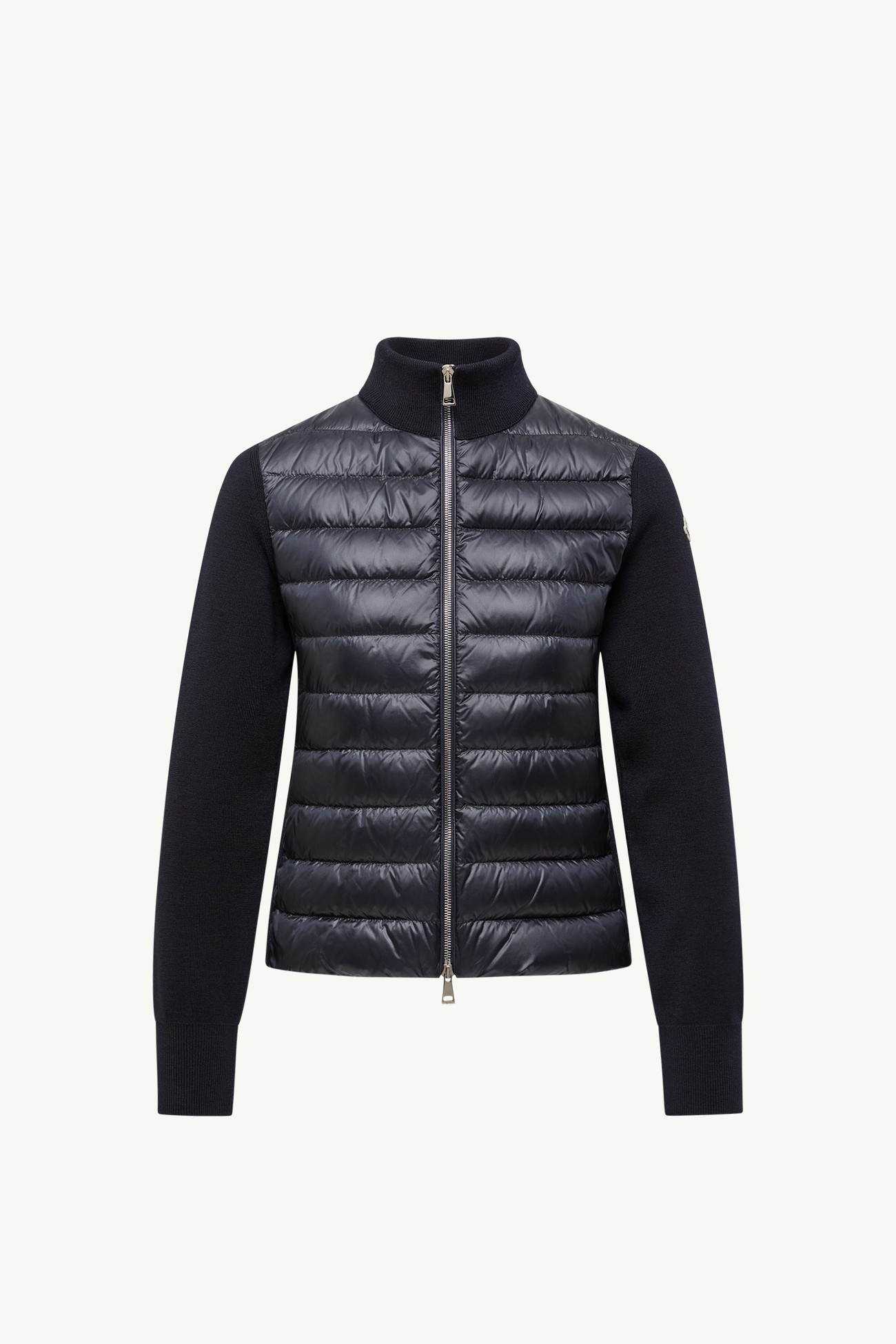 Padded Wool Zip-Up Cardigan Women Navy Blue Moncler 2