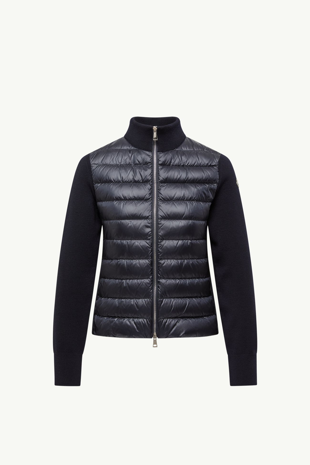 Wattierte Strickjacke aus Wolle mit Reißverschluss Damen Navyblau Moncler 2