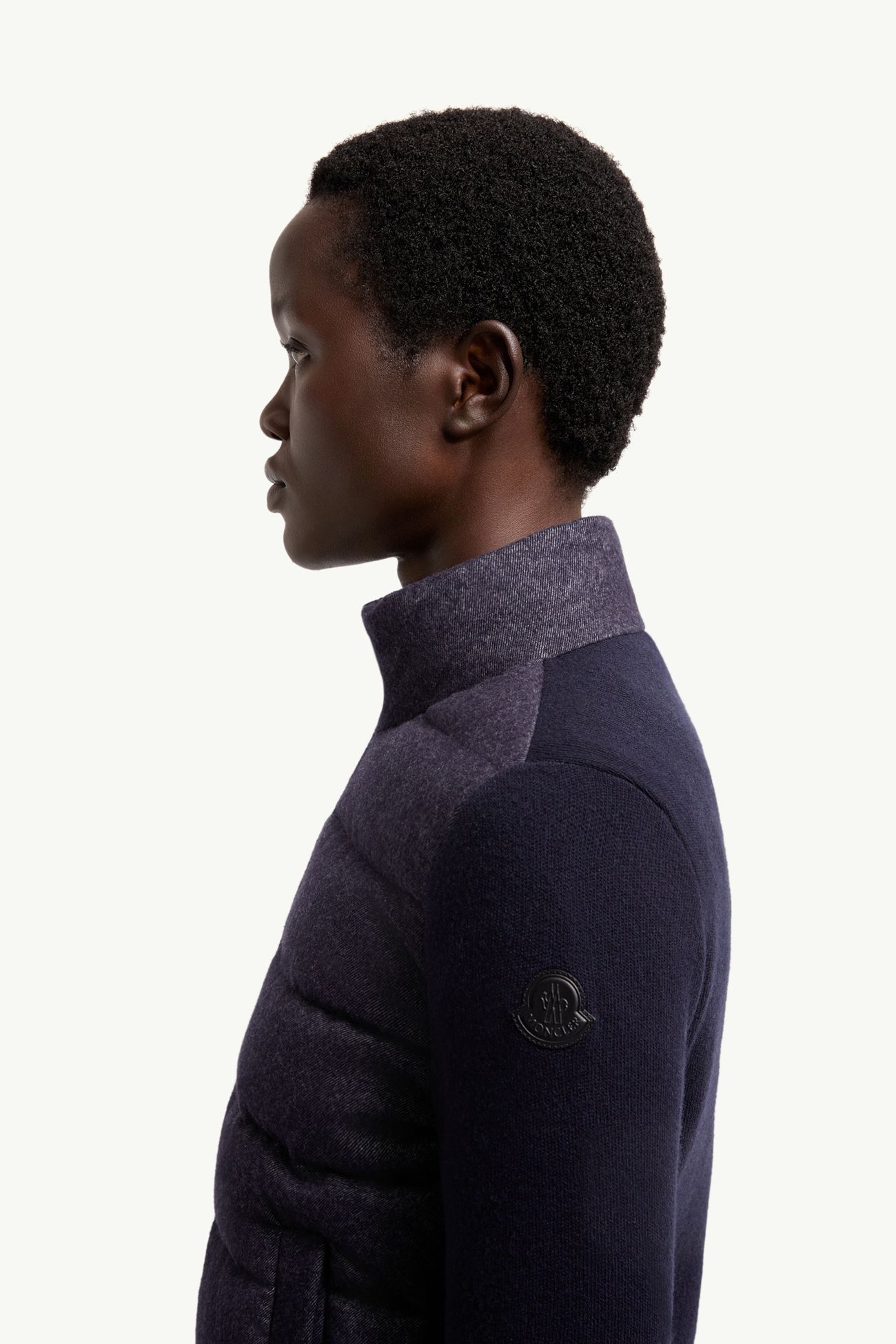 Felpa imbottita in lana e cashmere Donna Blu Navy Moncler 1