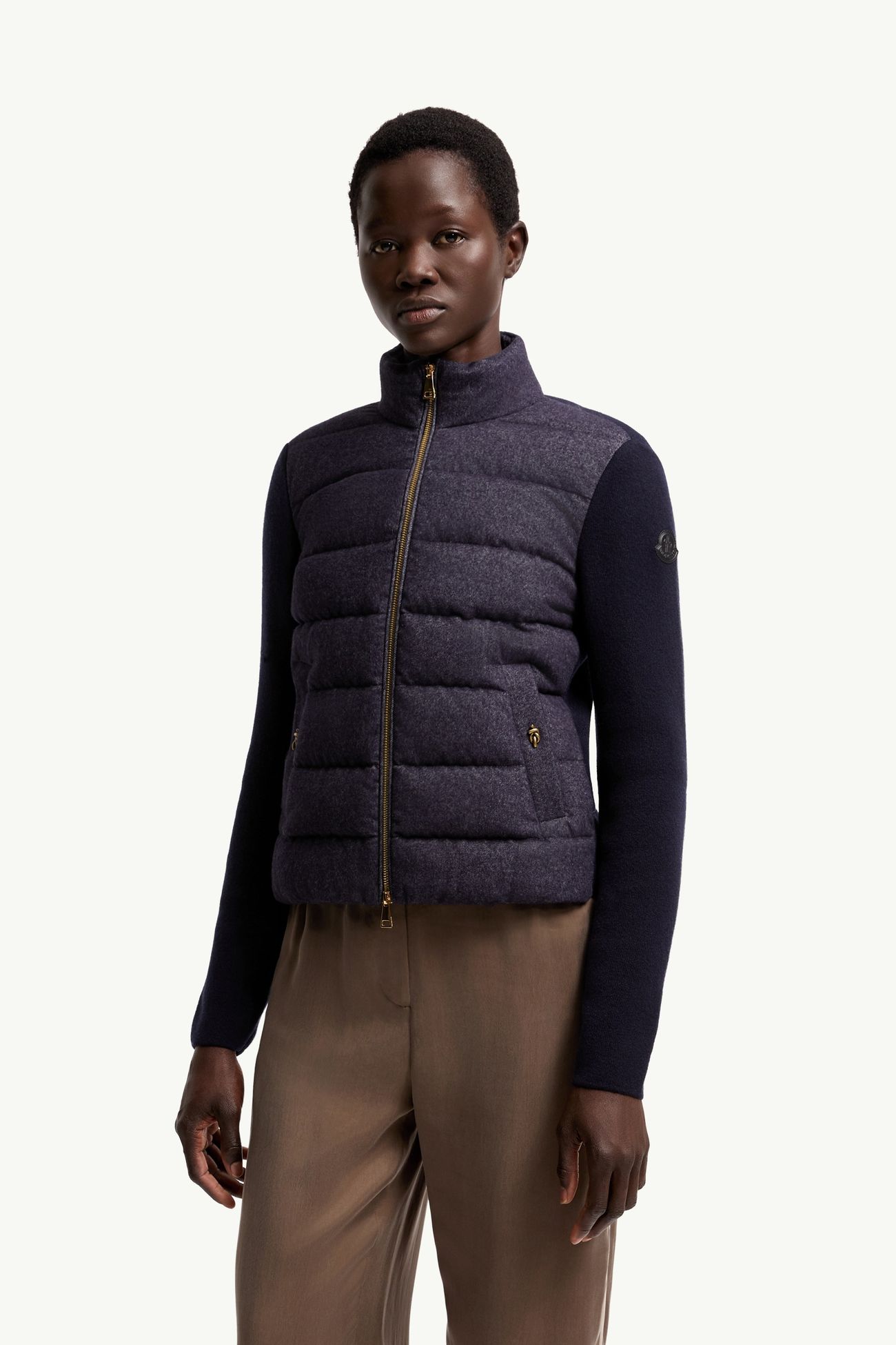 女士羊毛和山羊绒加衬拉链开衫 女士 海军蓝色 Moncler 3