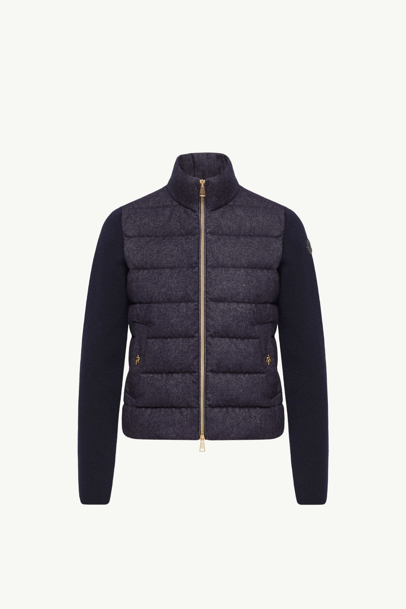 Cardigan zippé matelassé en laine et cachemire Femmes Bleu marine Moncler 2