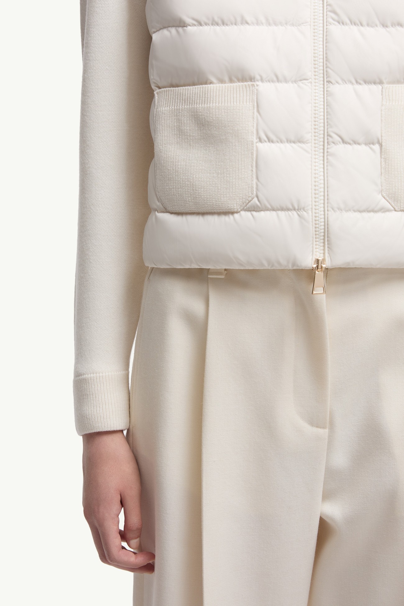 Wool Padded Zip-Up Cardigan Women White Moncler 5