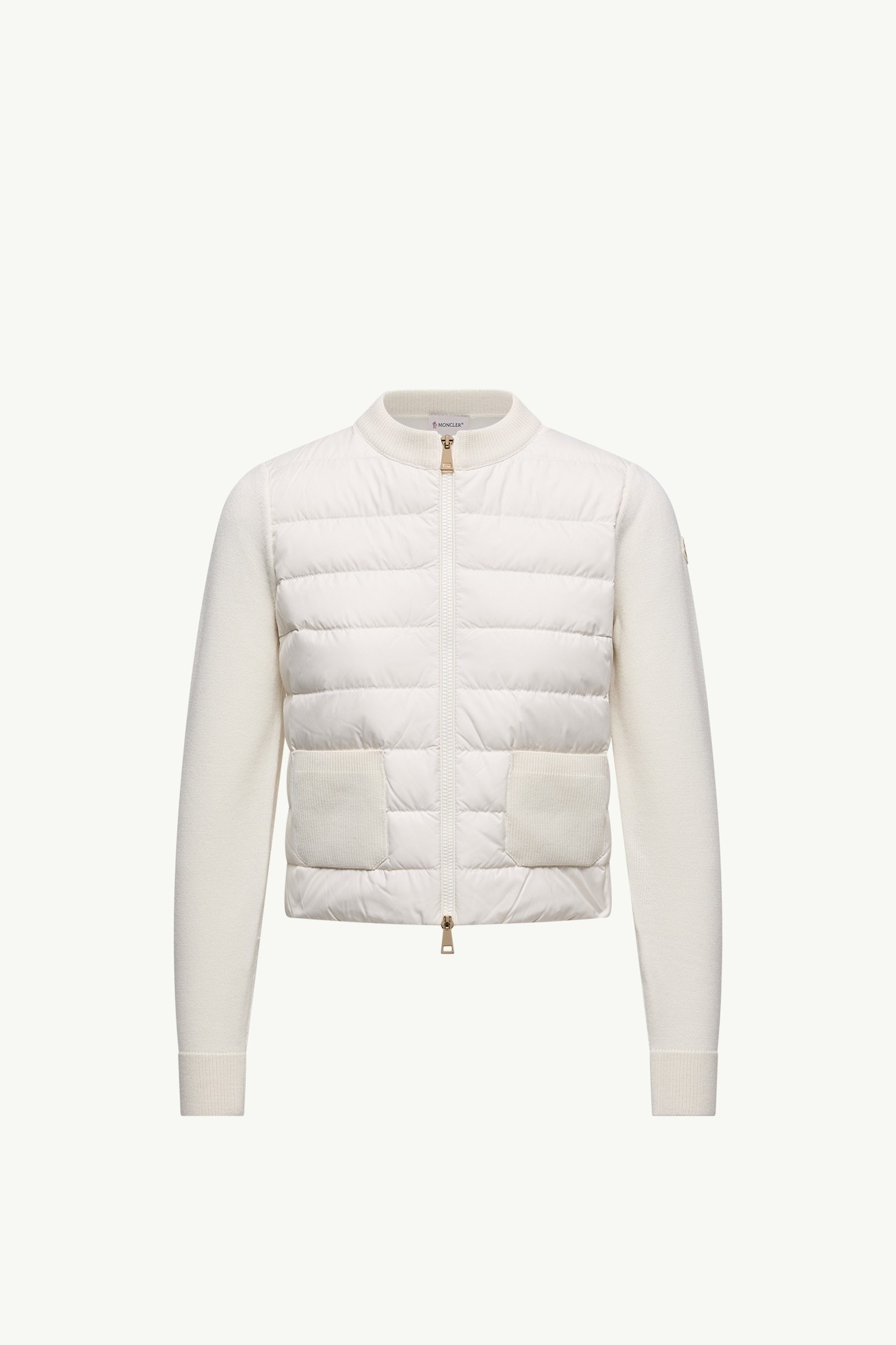 Wool Padded Zip-Up Cardigan Women White Moncler 2
