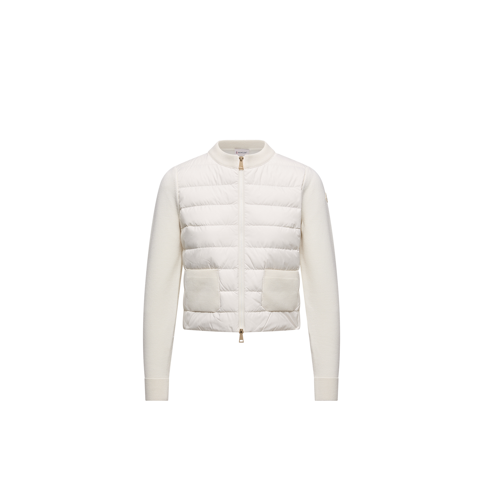 Moncler   Wool Padded Zip-Up Cardigan for Women in White, Size: L