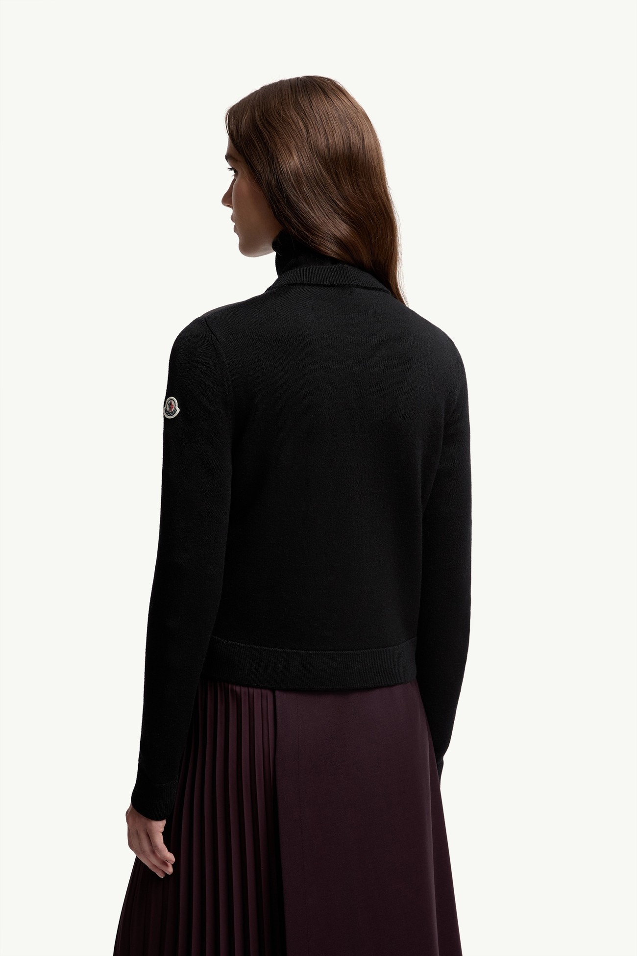 Wool Padded Zip-Up Cardigan Women Black Moncler 4