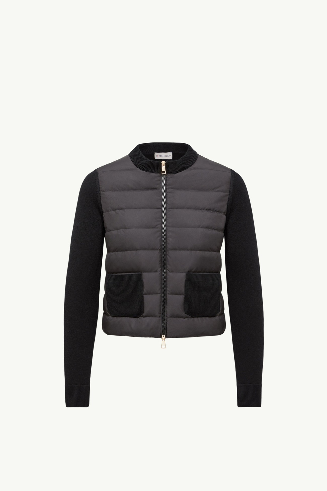Wool Padded Zip-Up Cardigan Women Black Moncler 2