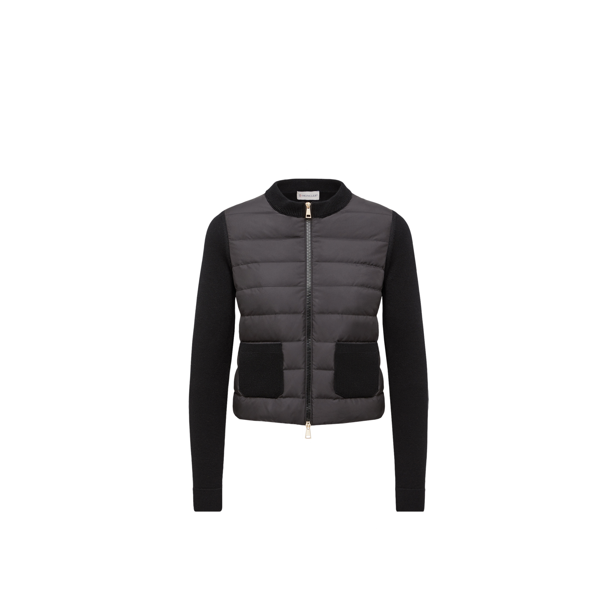 Moncler   Wool Padded Zip-Up Cardigan for Women in Black, Size: L