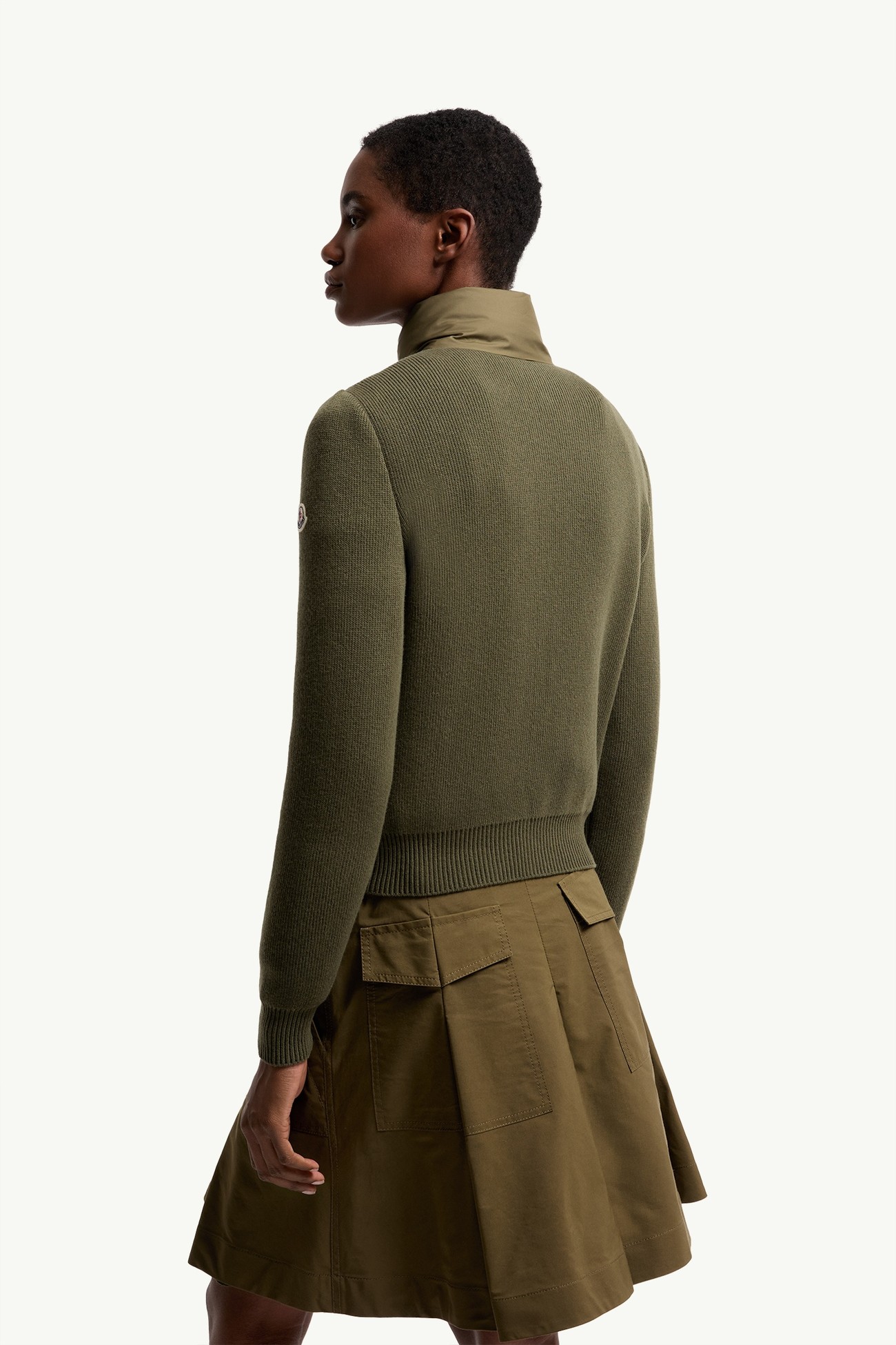 Wool & Cashmere Padded Zip-Up Cardigan Women Olive Green Moncler 4