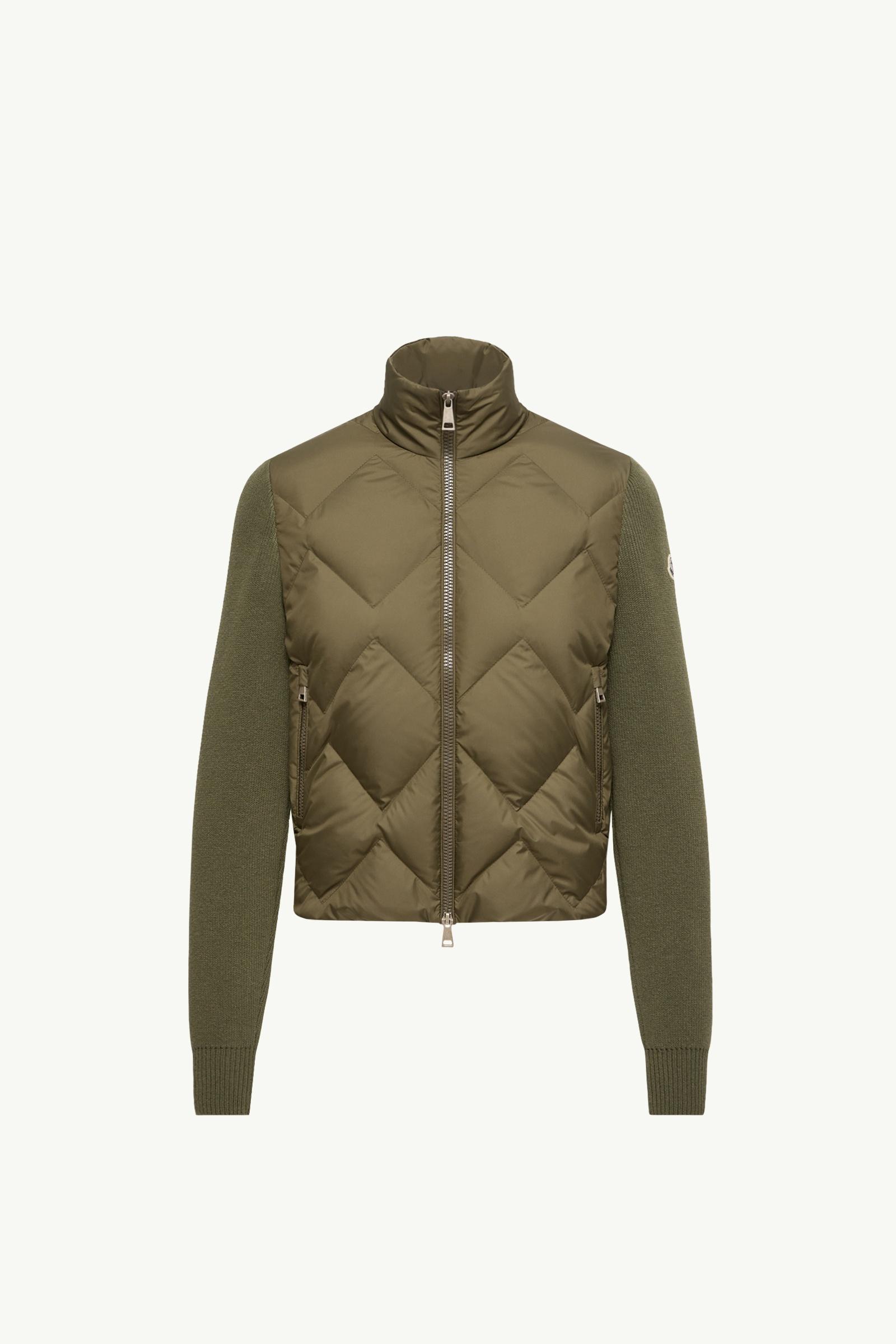 Wool & Cashmere Padded Zip-Up Cardigan Women Olive Green Moncler
