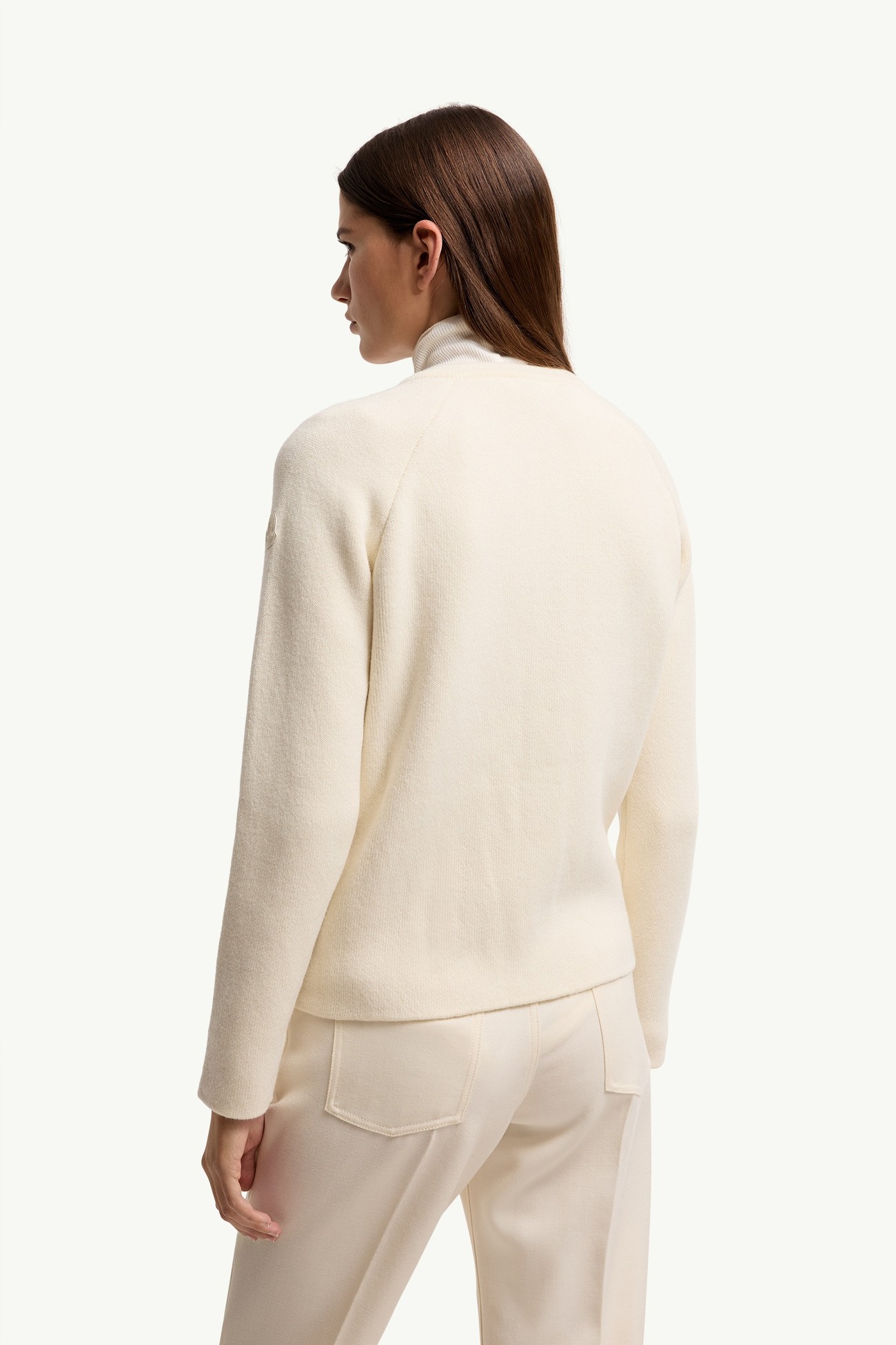 羊毛羊絨混紡開襟毛衣 女士 象牙白色 Moncler 4