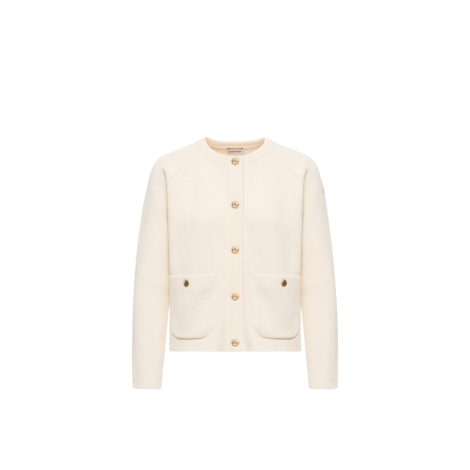 Moncler Cardigan In Misto Lana E Cashmere Donna da Bianco, Taglia: S