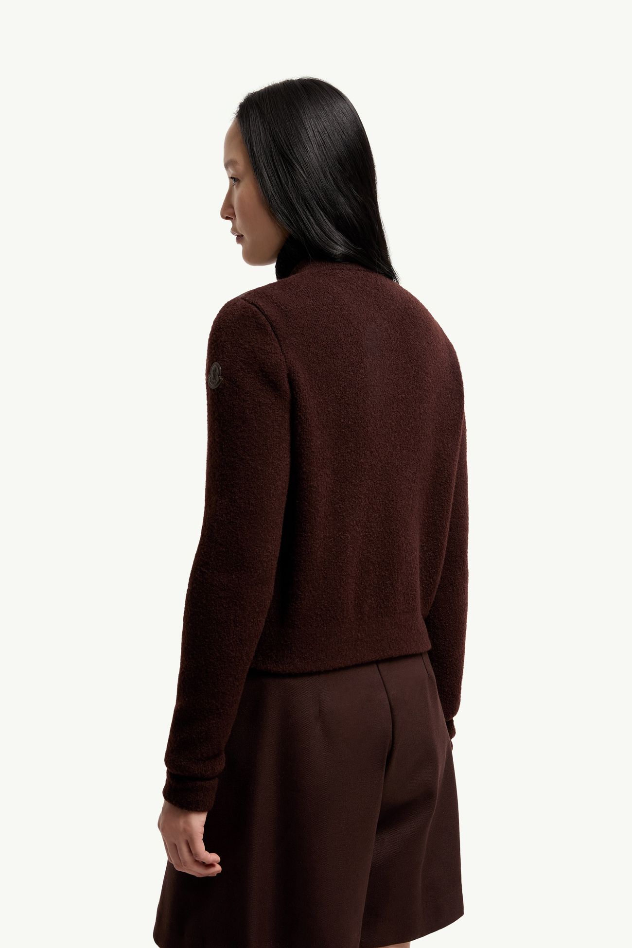 Wattierte Strickjacke aus Bouclé-Wollmischung Damen Braun Moncler 4