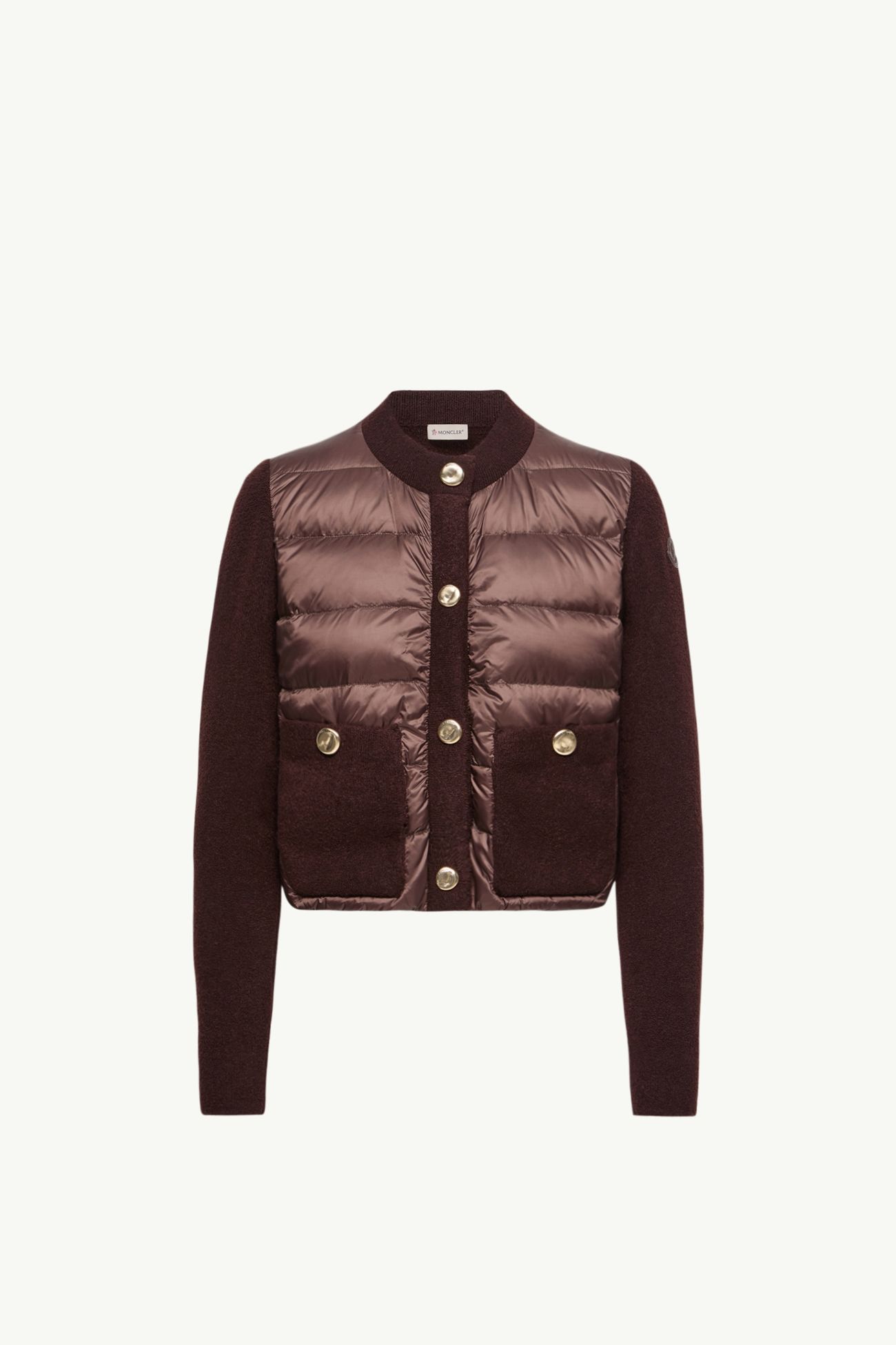 毛圈布羊毛混紡夾層開襟毛衣 女士 啡色 Moncler 2