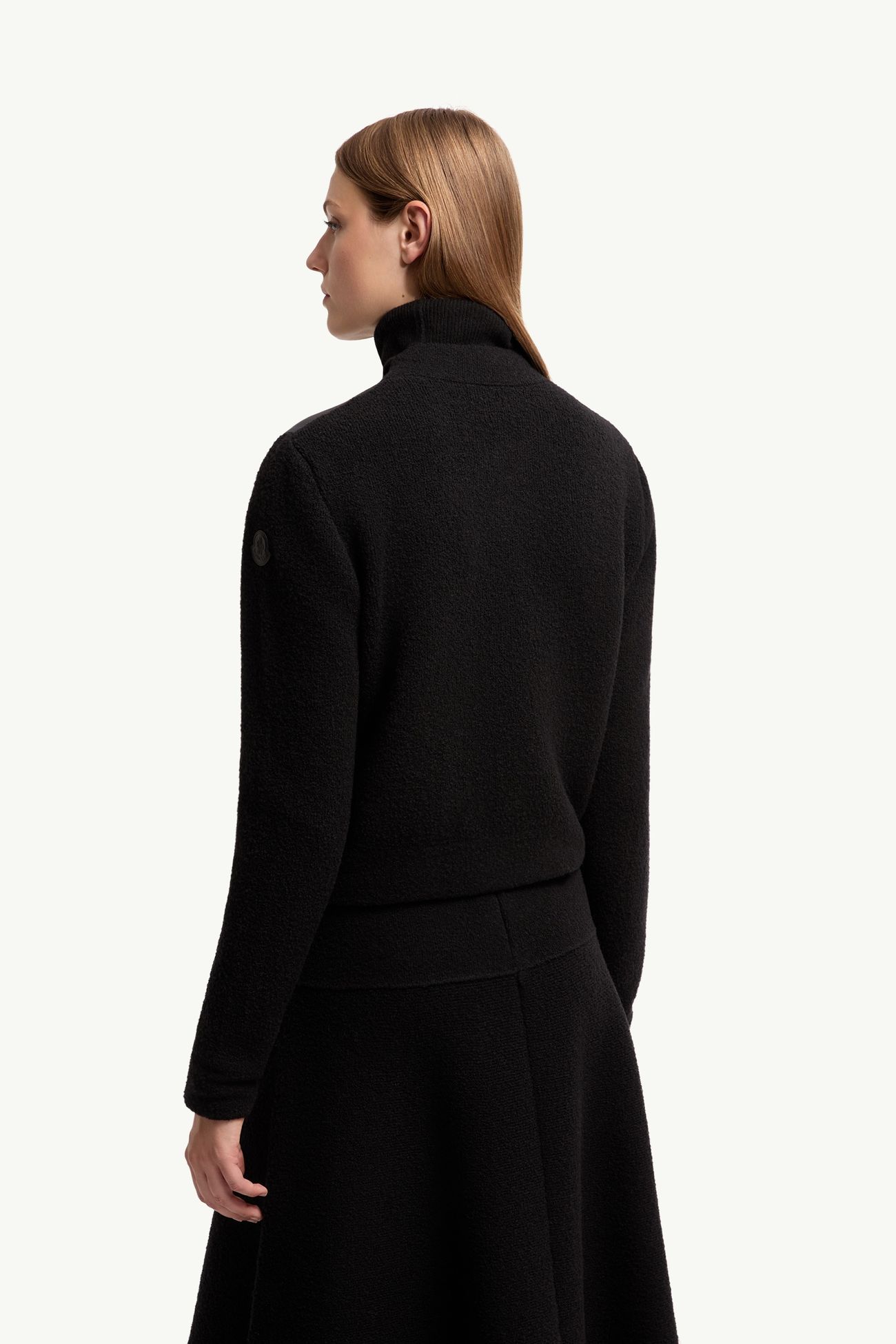 Wattierte Strickjacke aus Bouclé-Wollmischung Damen Schwarz Moncler 4