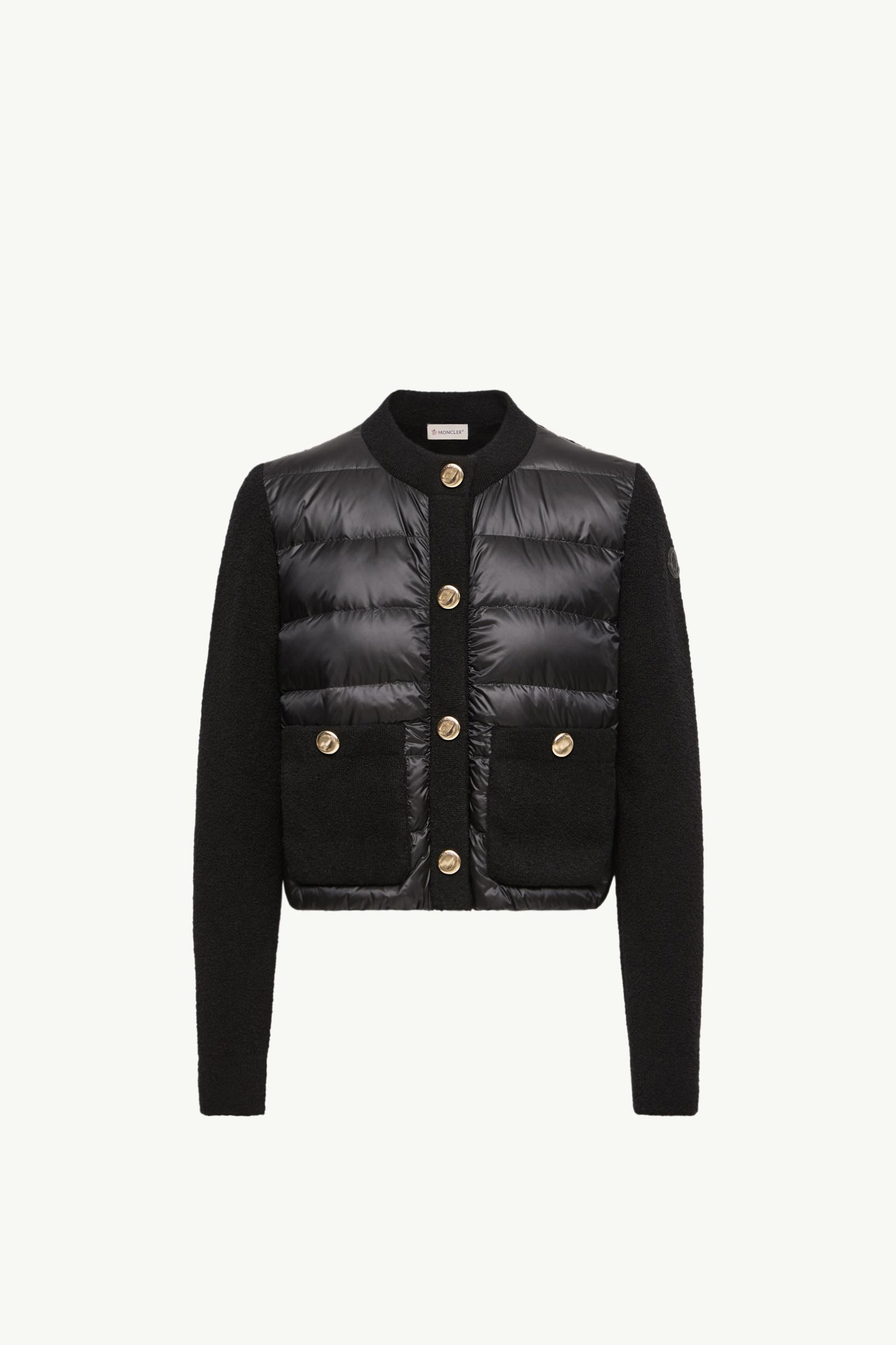 Wattierte Strickjacke aus Bouclé-Wollmischung Damen Schwarz Moncler, 1 of 0