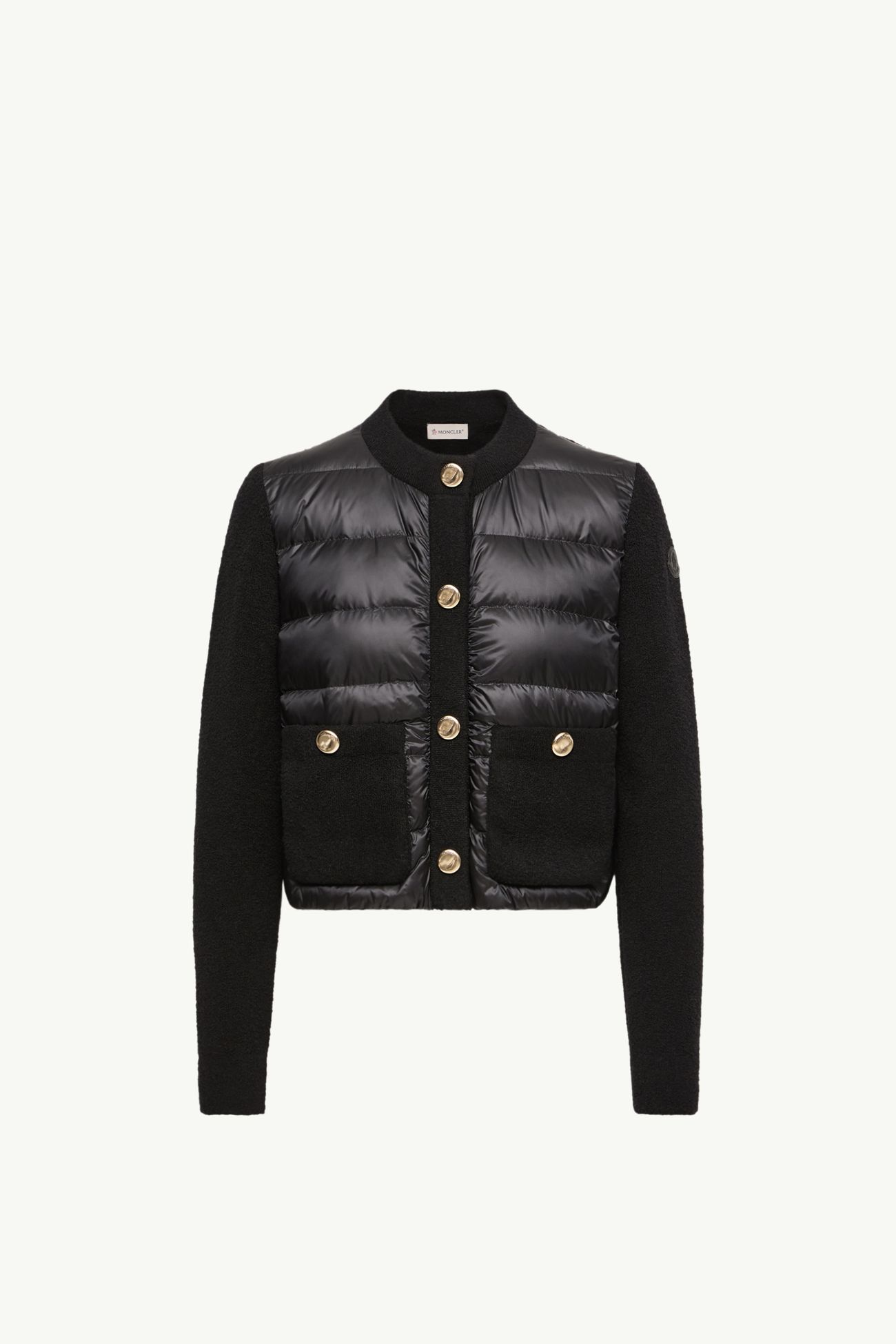 毛圈布羊毛混紡夾層開襟毛衣 女士 黑色 Moncler 2