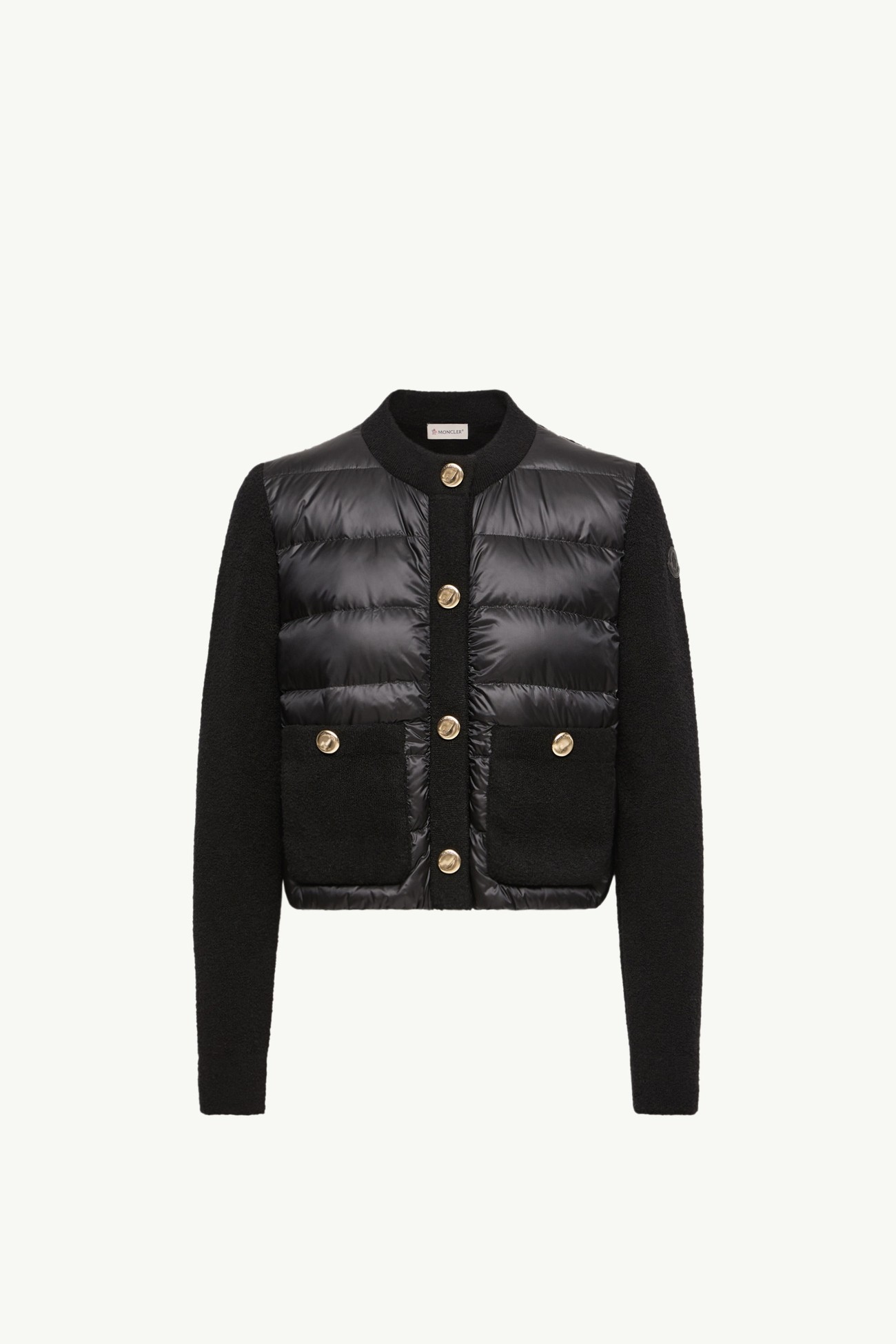毛圈布羊毛混紡夾層開襟毛衣 女士 黑色 Moncler 2