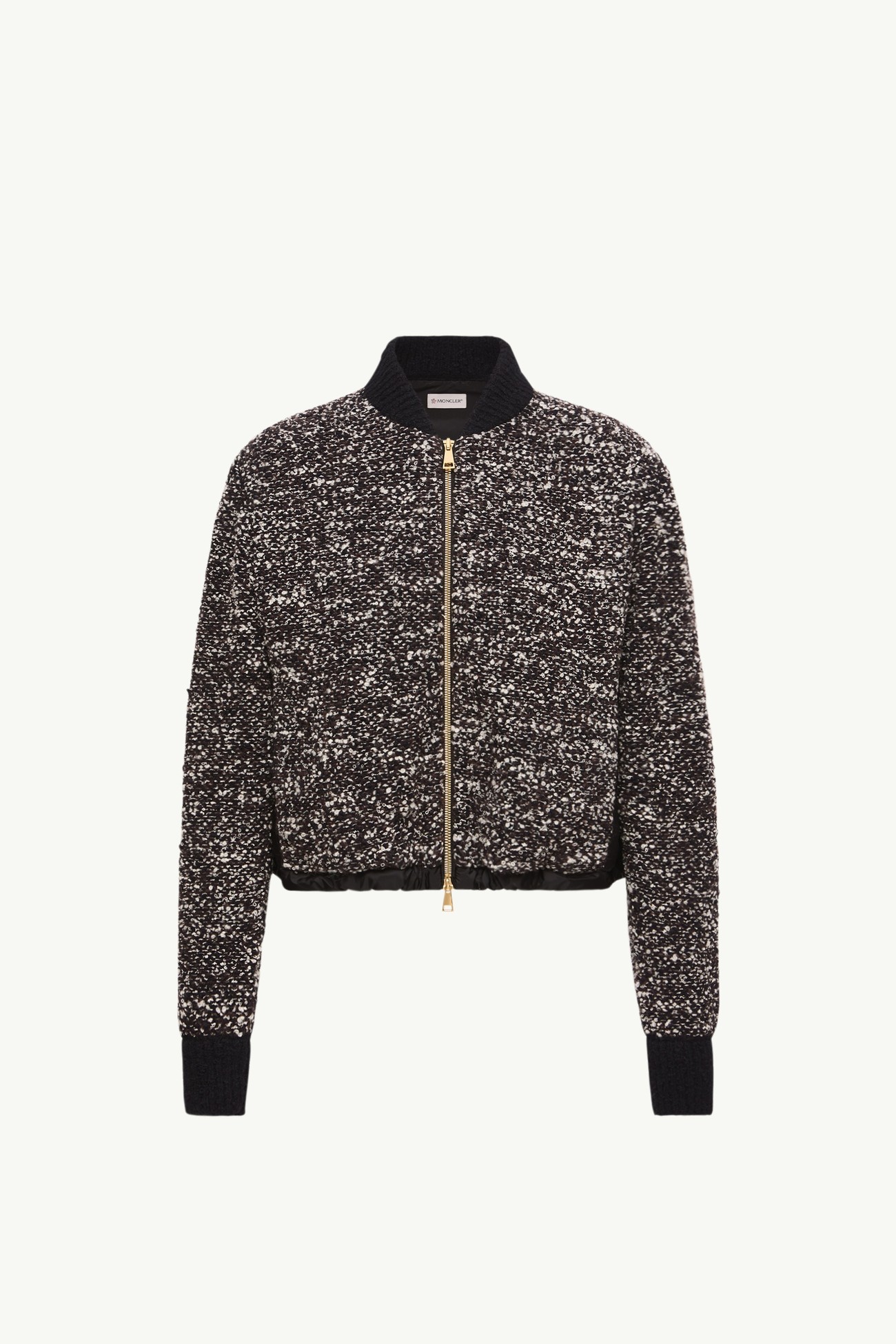Leather Logo Zip-Up Padded Cardigan Women Dark Gray Moncler 2