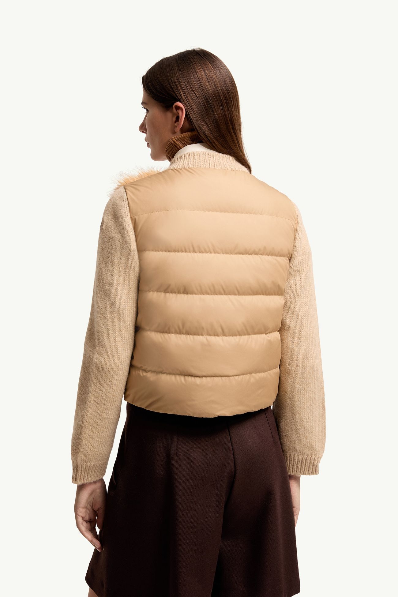 Cárdigan acolchado de mezcla de lana y alpaca Mujer Beige Moncler 4