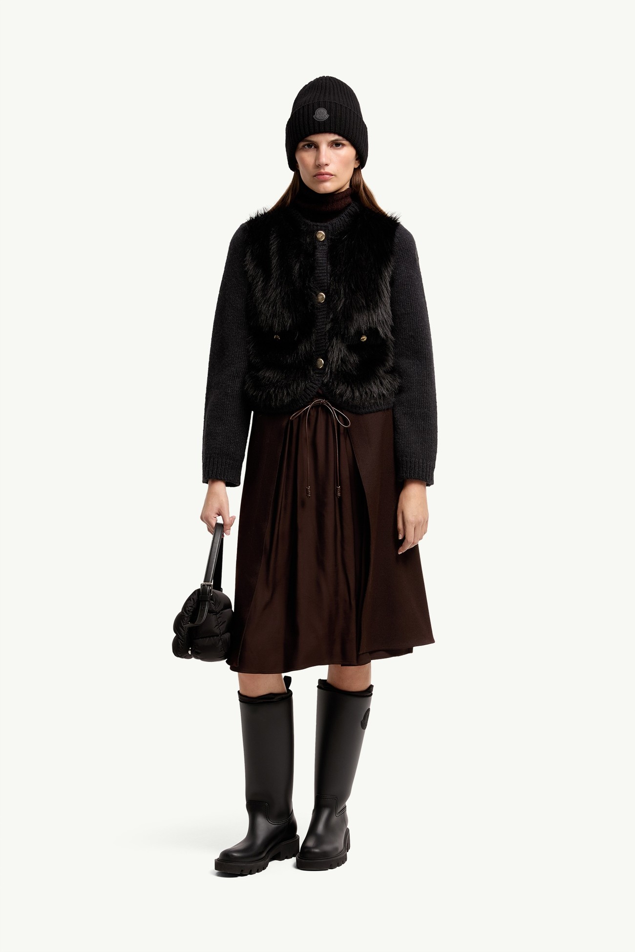 Alpaca & Wool Blend Padded Cardigan Women Black Moncler 0
