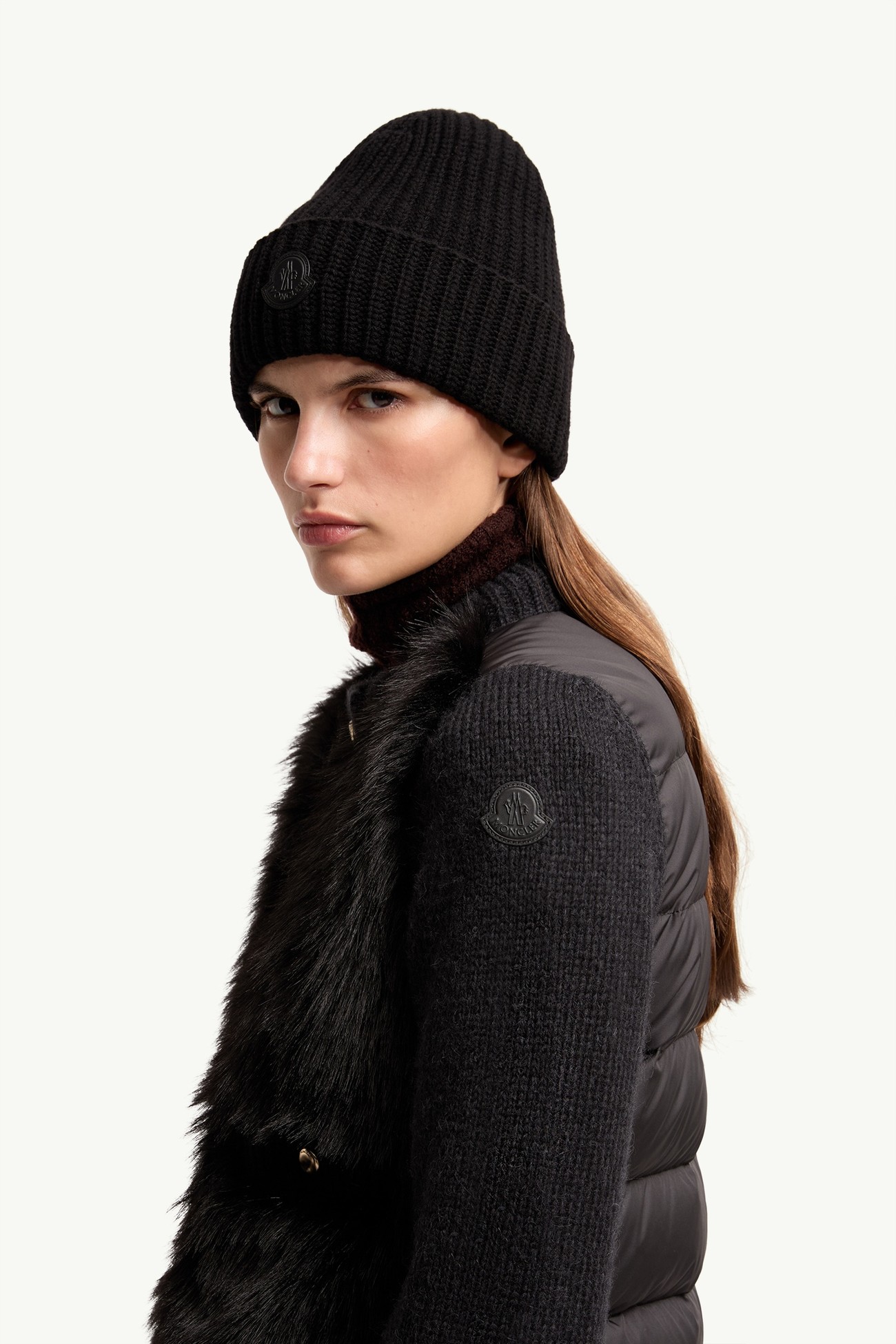 女士羊驼毛和羊毛混纺加衬开衫 女士 黑色 Moncler 1