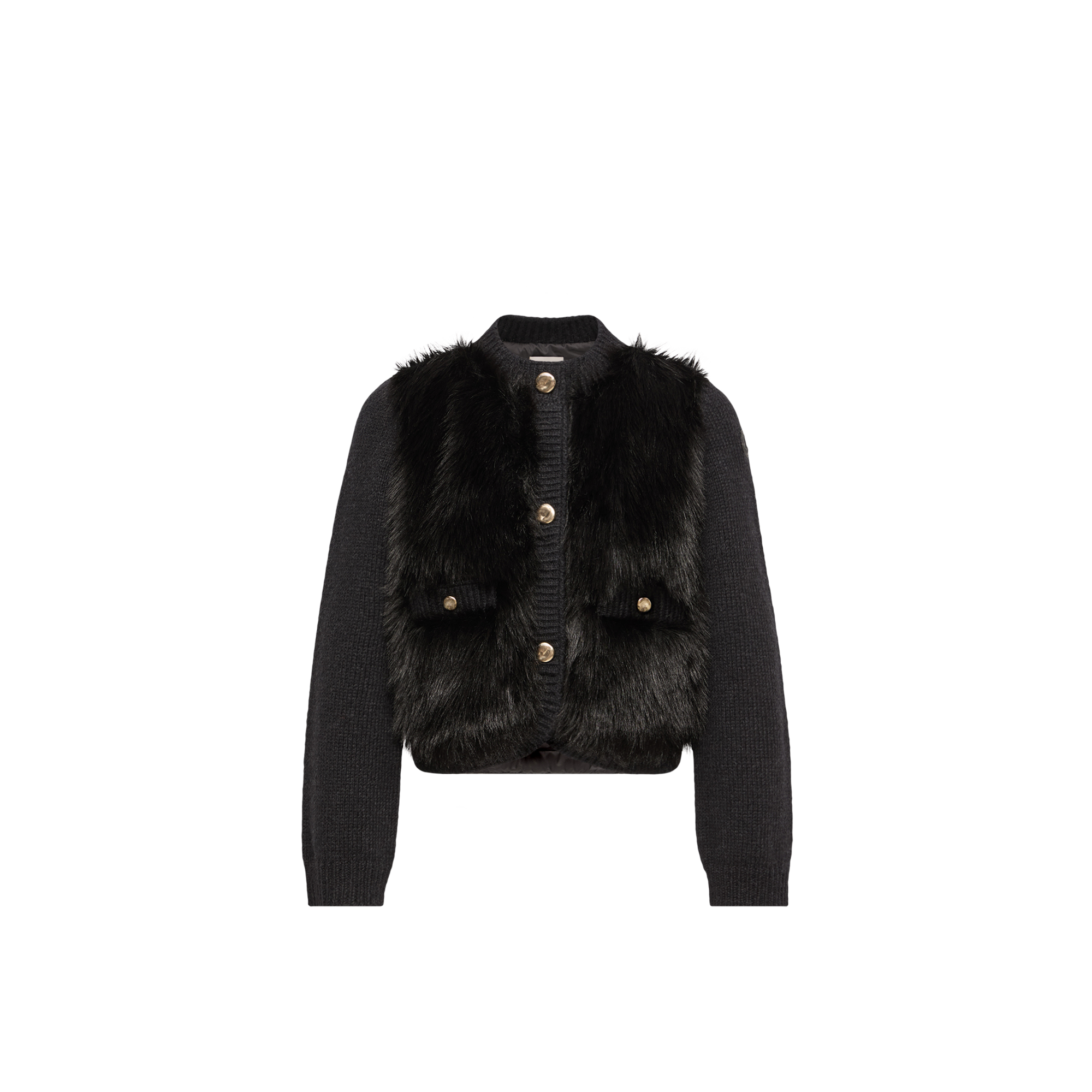 Moncler Women's Black Down-Paneled Alpaca And Wool-Blend Cardigan UK Size 10 - Mytheresa - Image 2