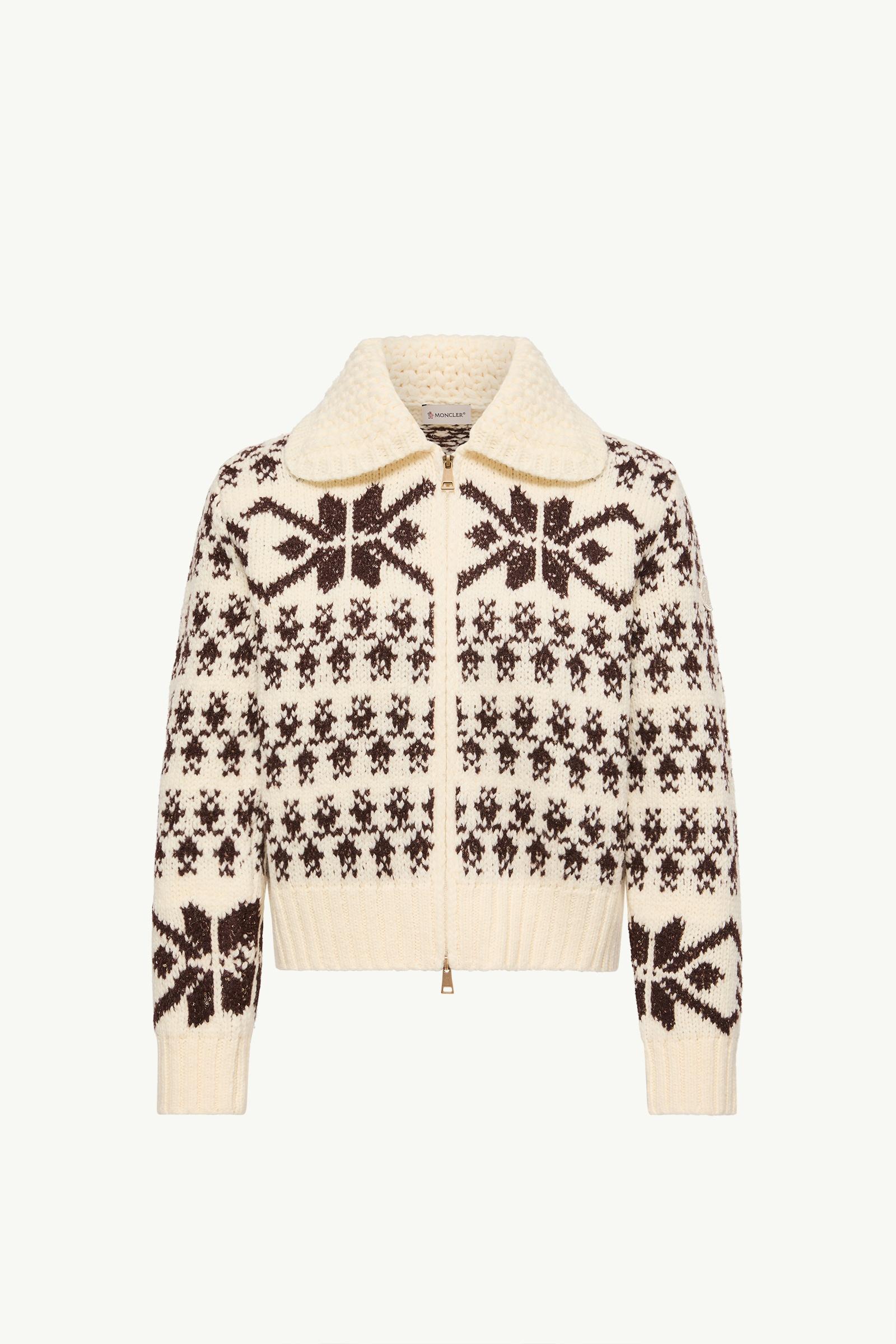 Jacquard Sequin Zip-Up Cardigan Women White Ivory Moncler, 1 of 0