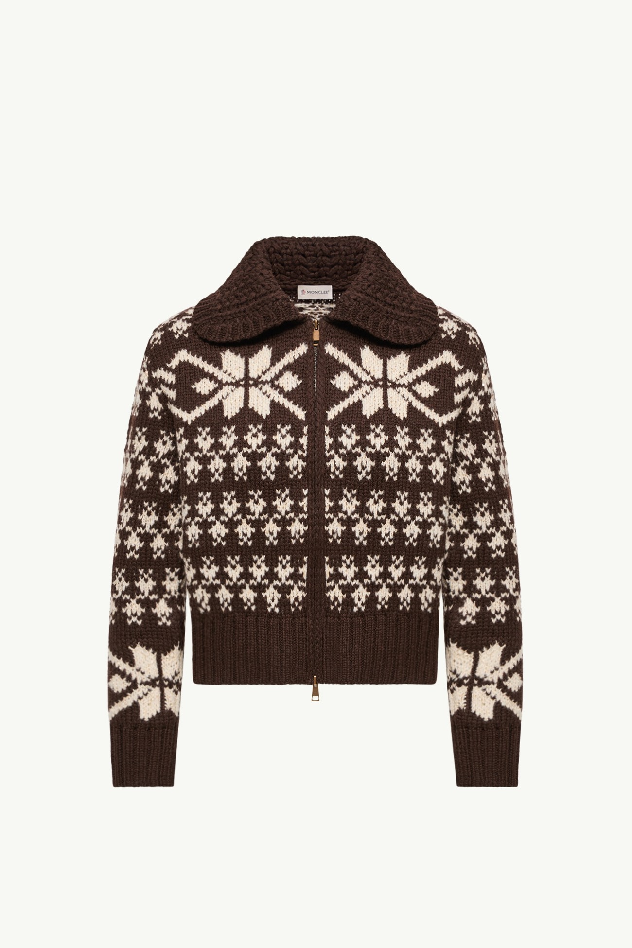 Cardigan in jacquard con zip e paillette Donna Marrone Moncler 2