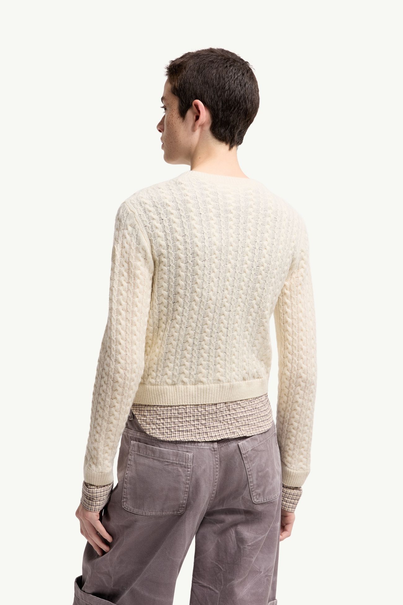 Cable Knit Wool & Cashmere Blend Cardigan Women White Moncler 4