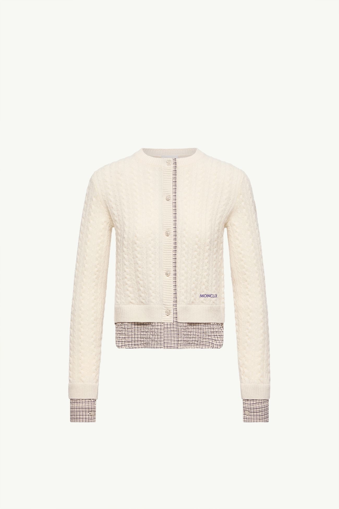 Cable Knit Wool & Cashmere Blend Cardigan Women White Moncler 2