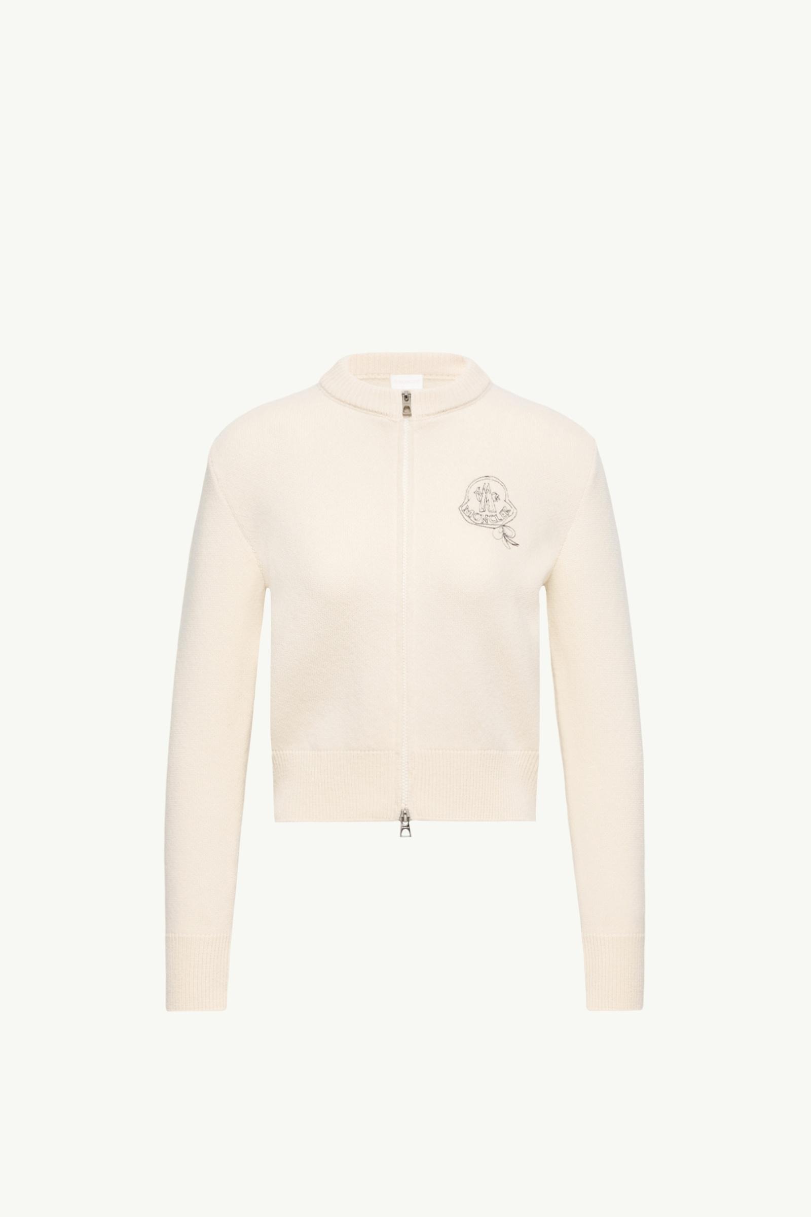 Wool & Cashmere Blend Zip-Up Cardigan Women White Moncler, 1 of 0