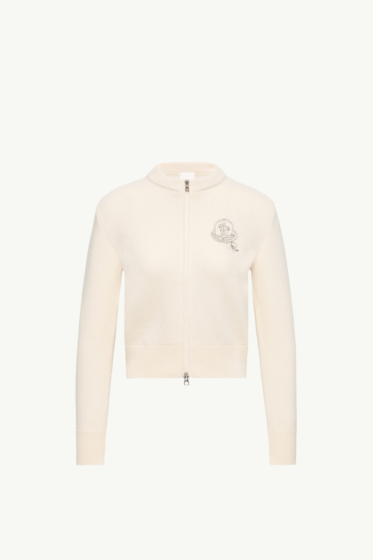 羊毛羊絨混紡拉鏈開襟毛衣 女士 白色 Moncler 2