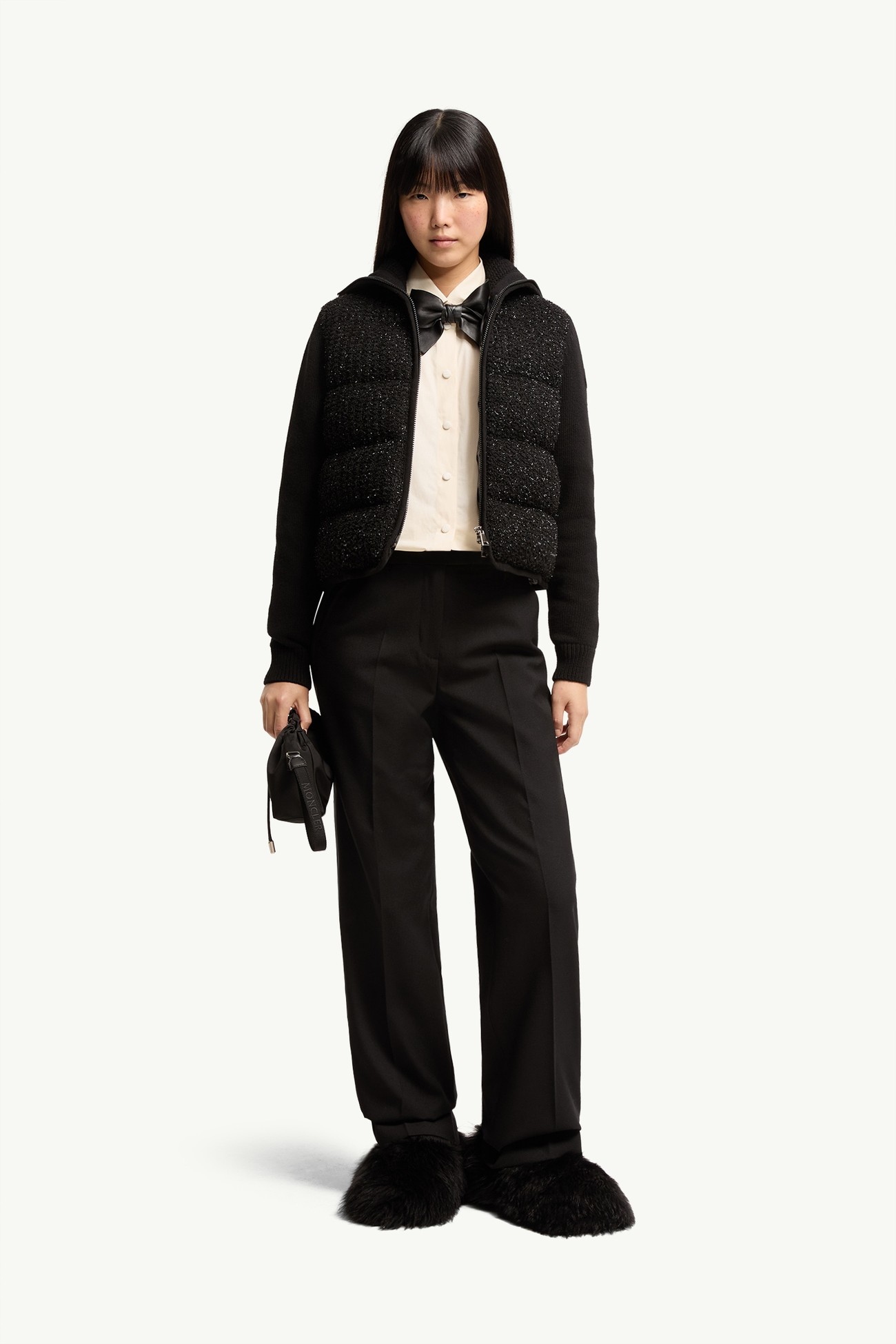 Wool & Cashmere Blend Down Cardigan Women Black Moncler 0