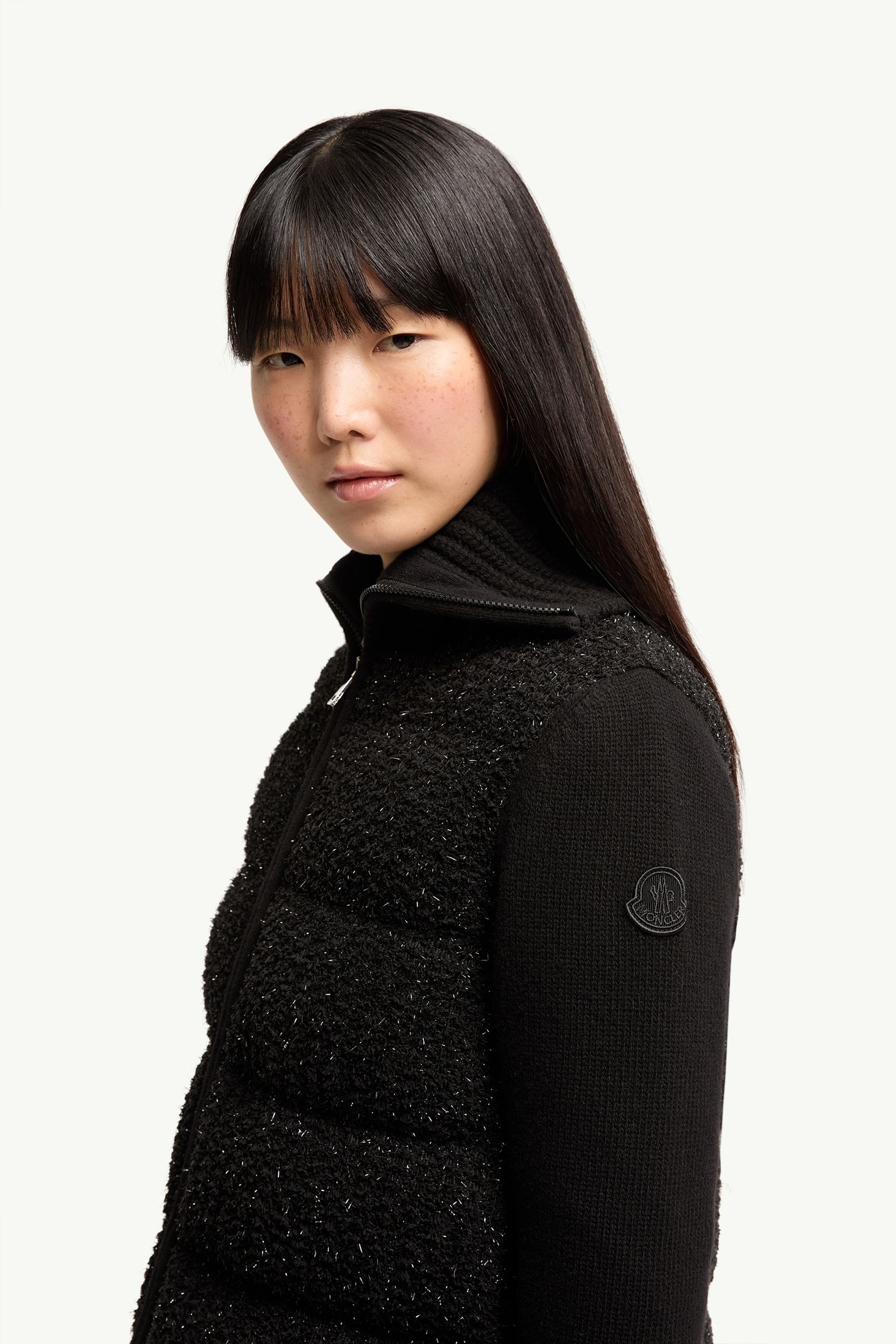 羊毛及羊絨混紡羽絨開襟毛衣 女士 黑色 Moncler 1