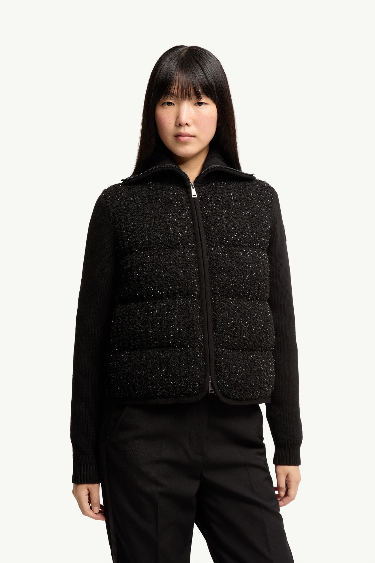Wool & Cashmere Blend Down Cardigan Women Black Moncler 3