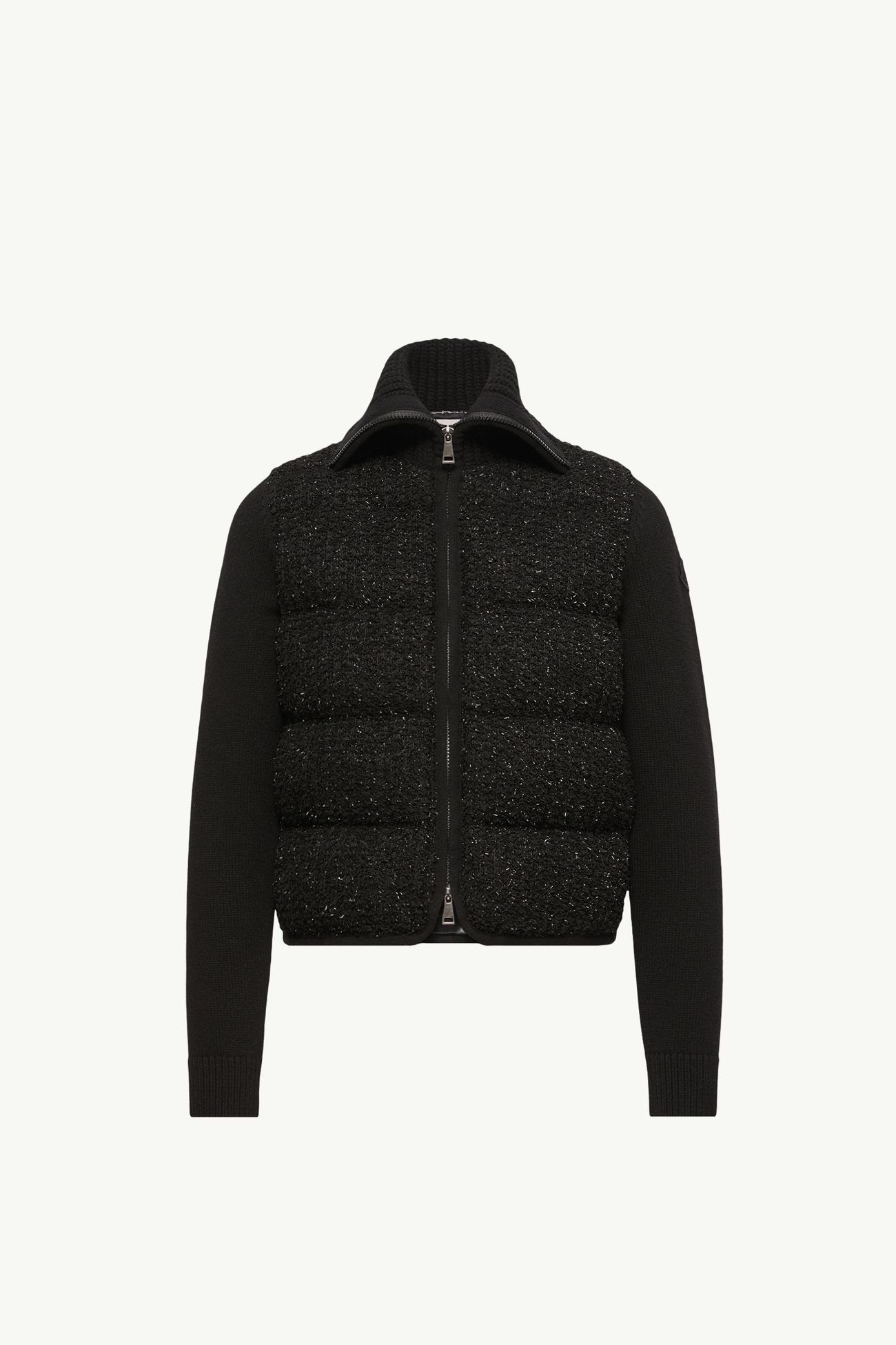 Cardigan imbottito in misto lana e cashmere Donna Nero Moncler 2