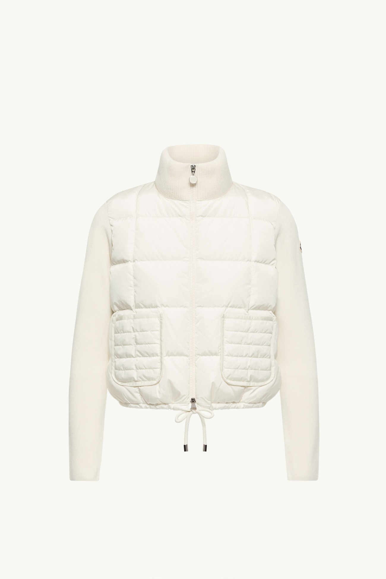 Square-Quilted Padded Wool Zip-Up Cardigan Women White Moncler 2