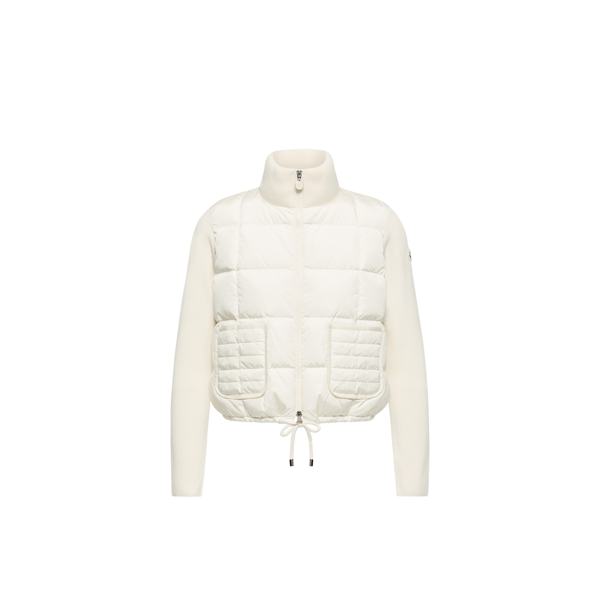 Moncler   Square-Quilted Padded Wool Zip-Up Cardigan for Women in White, Size: Xs
