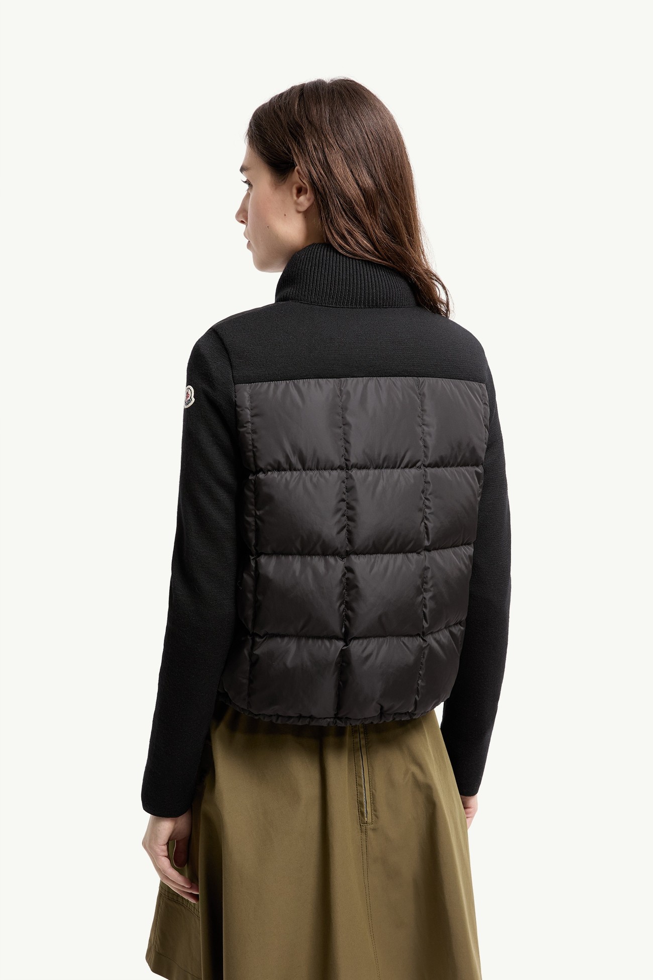 Square-Quilted Padded Wool Zip-Up Cardigan Women Black Moncler 4