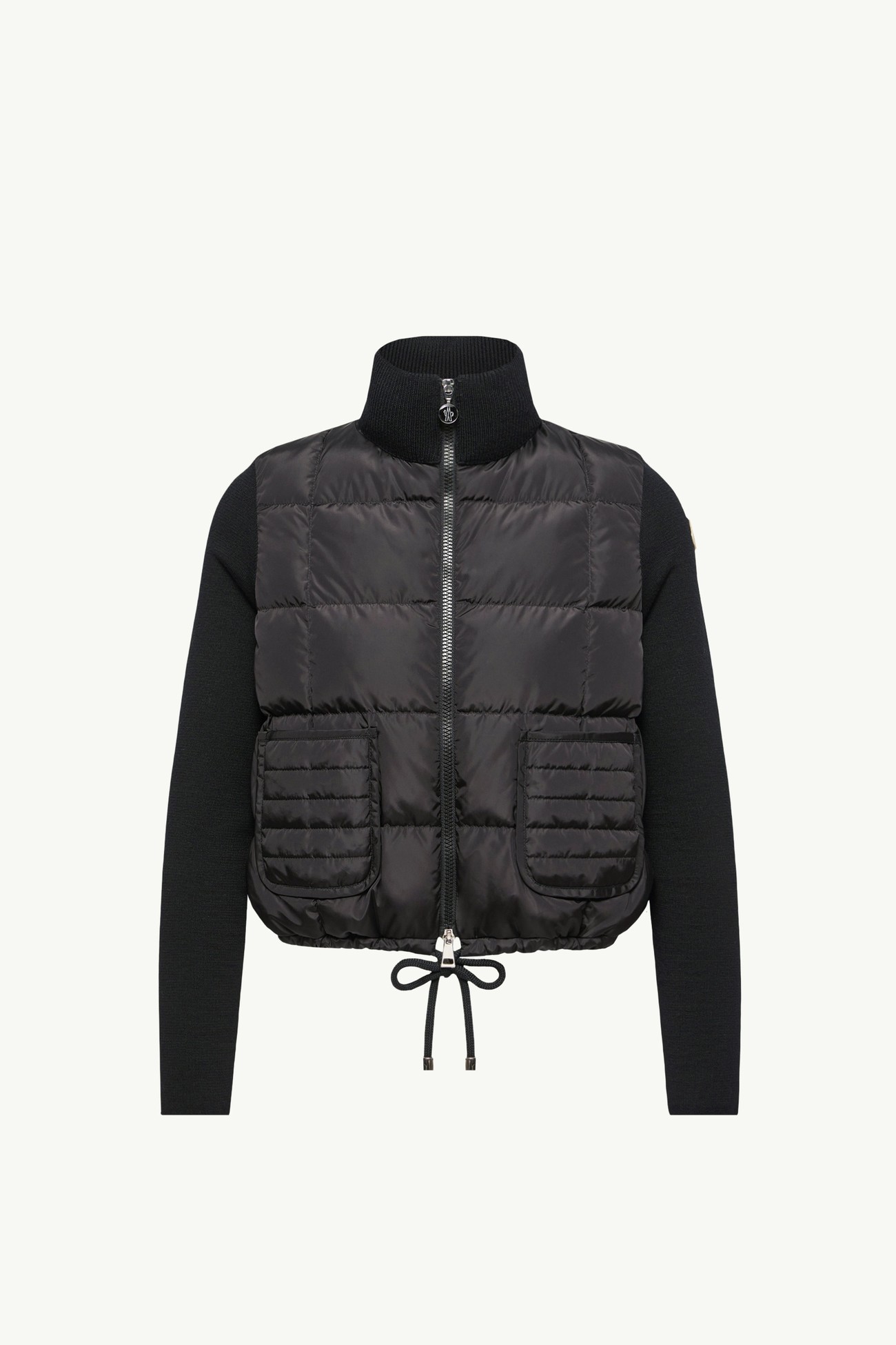Sudadera de lana con cremallera y acolchado a cuadros Mujer Negro Moncler 2