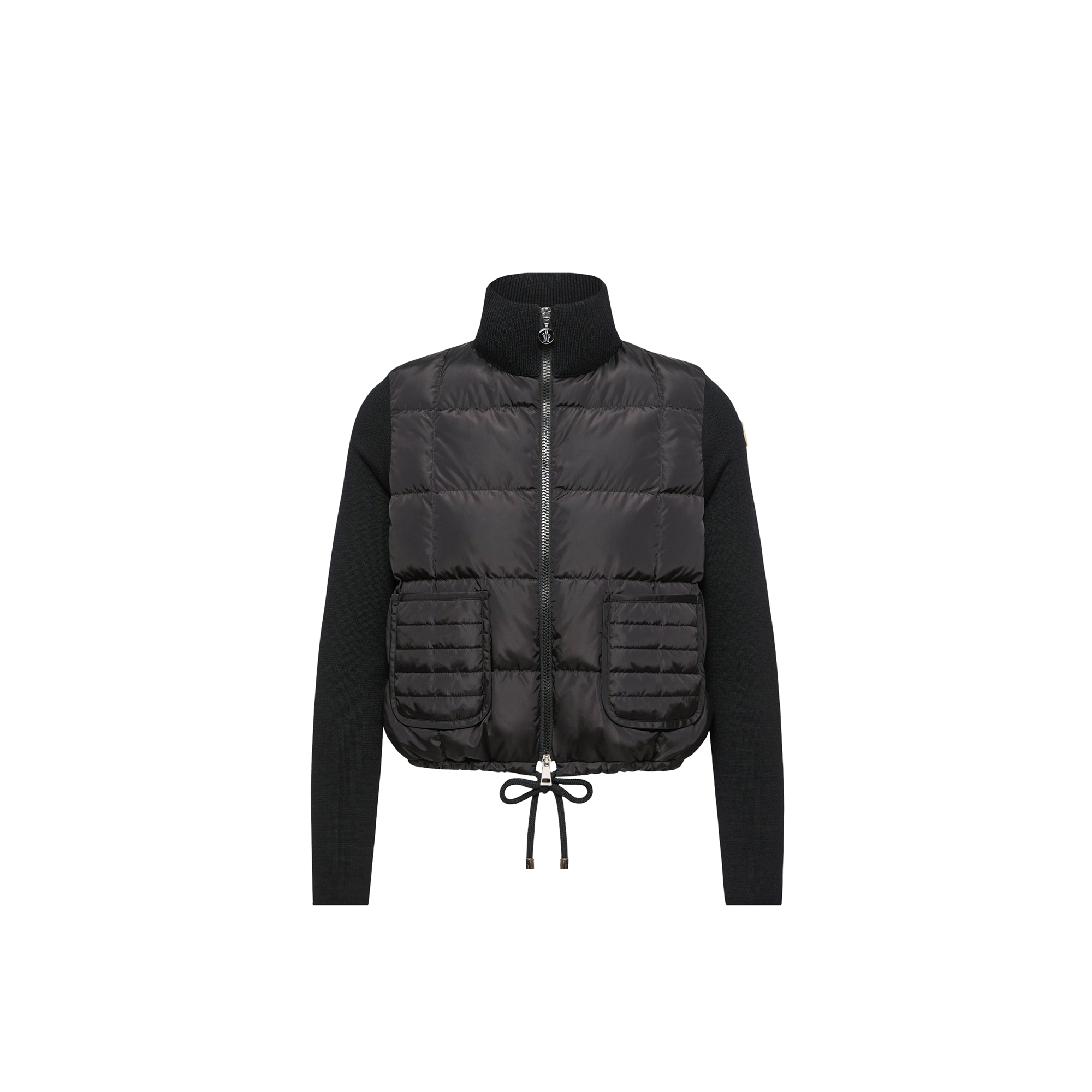 Moncler   Square-Quilted Padded Wool Zip-Up Cardigan for Women in Black, Size: Xs
