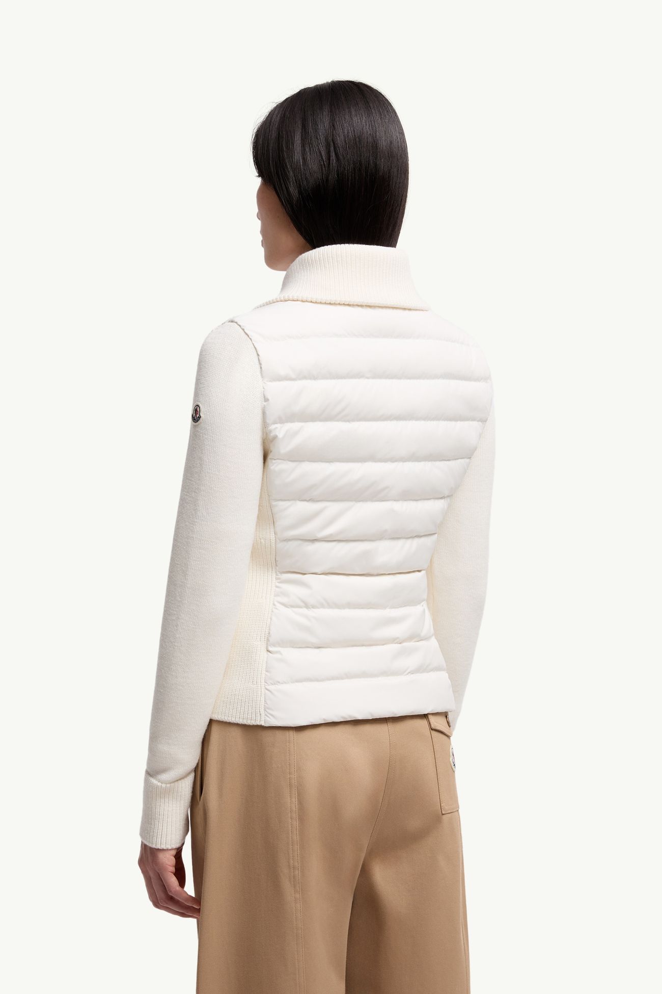 夾層羊毛拉鏈開襟毛衣 女士 白色 Moncler 4