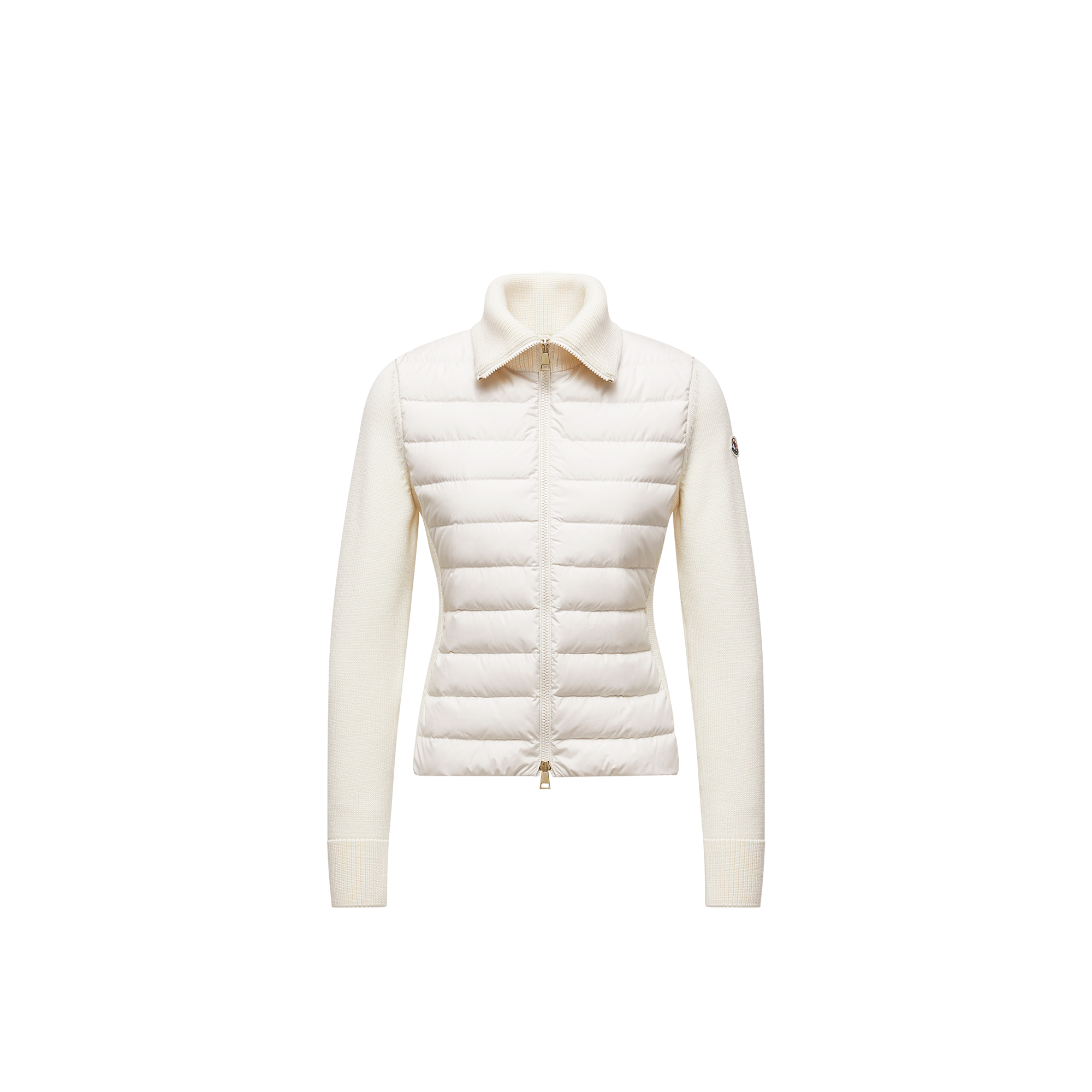 Moncler   Padded Zip-Up Wool Cardigan for Women in White, Size: L