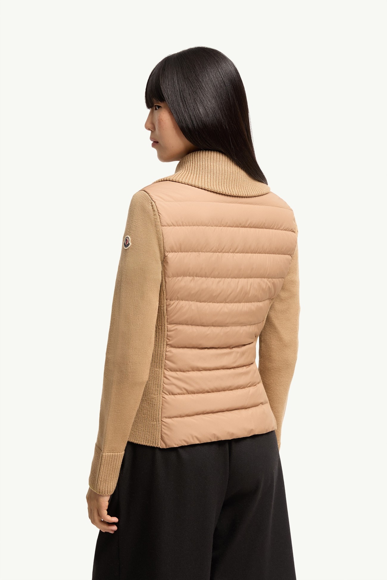 Padded Zip-Up Wool Cardigan Women Beige Moncler 4