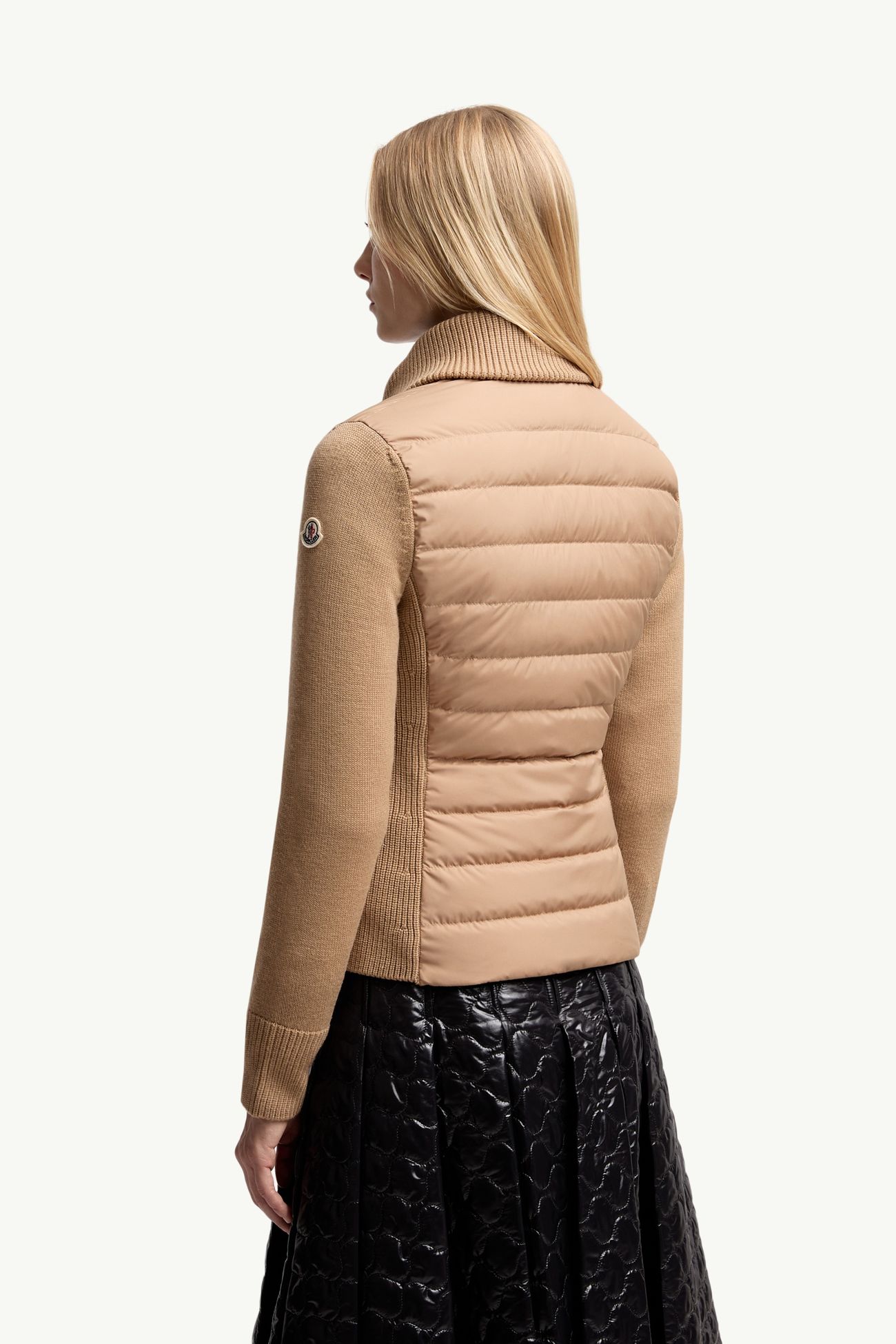 Wattierte Strickjacke aus Wolle mit Reißverschluss Damen Beige Moncler 4