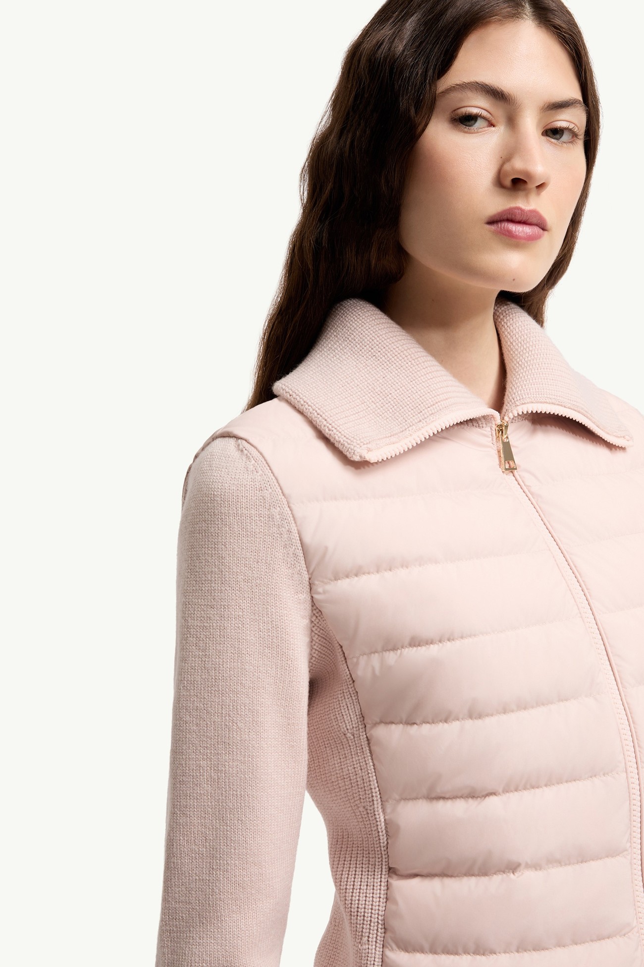 Padded Zip-Up Wool Cardigan Women Pink Moncler 1